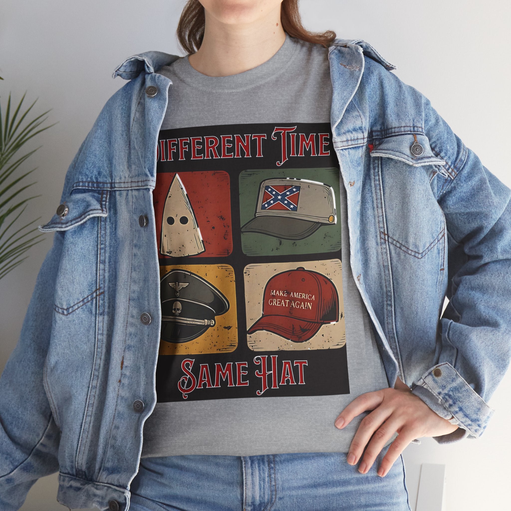 Different Time Same Hat Unisex Heavy Cotton Gildan Tee