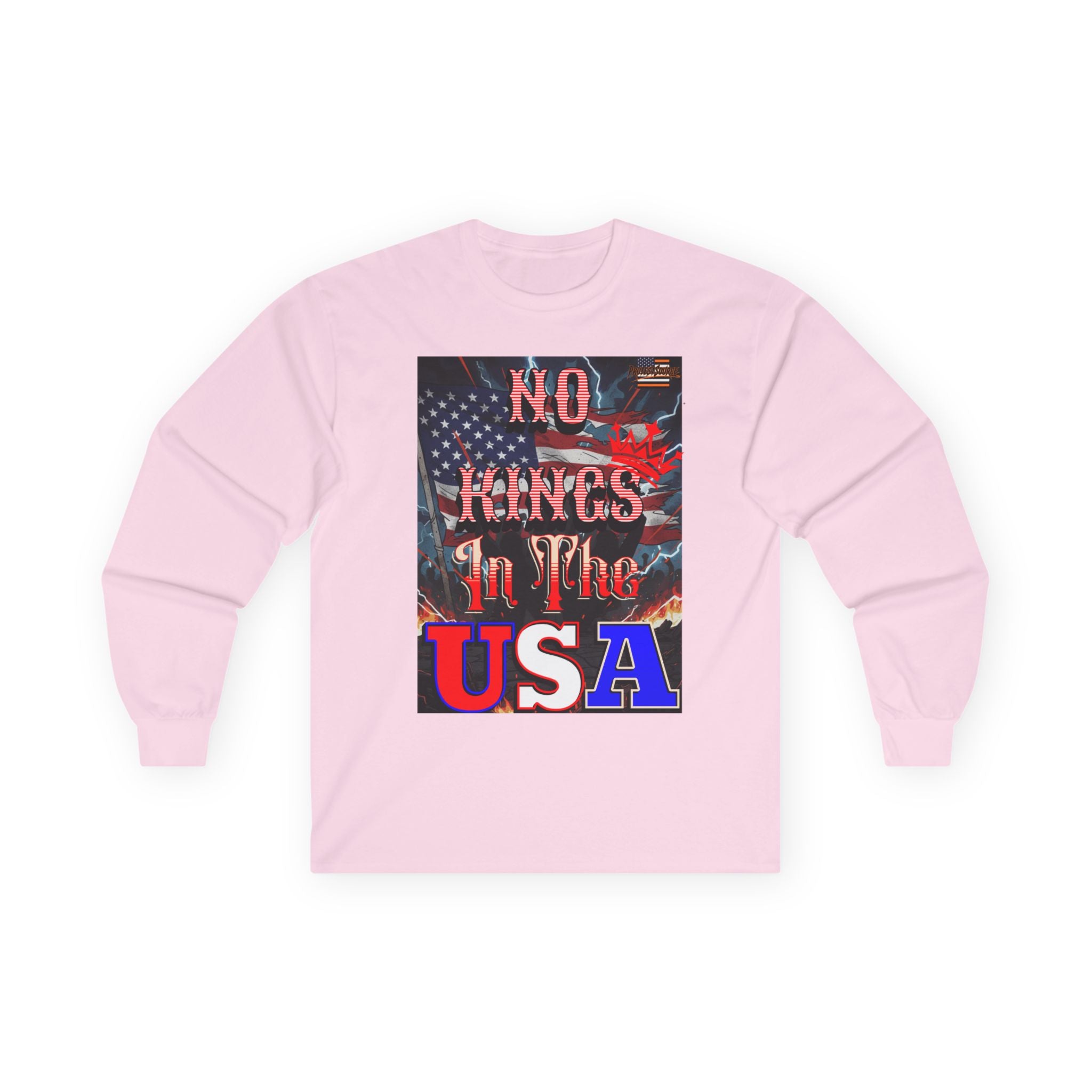 No Kings in the USA Long Sleeve Cotton Gildan Tee
