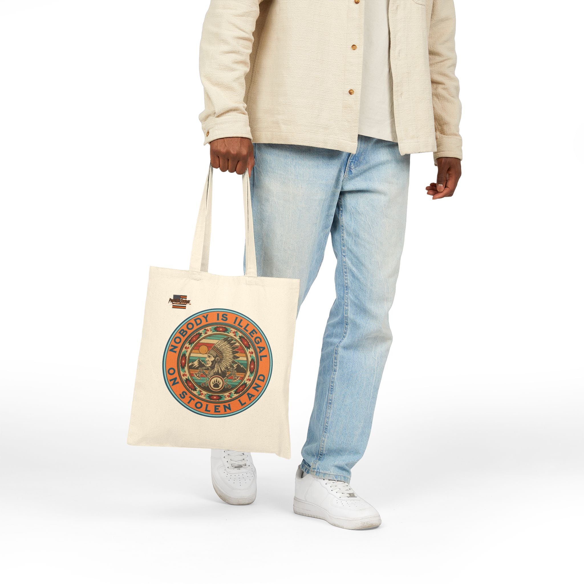 Nobody Is Illegal On Stolen Land Cotton Canvas Tote Bag
