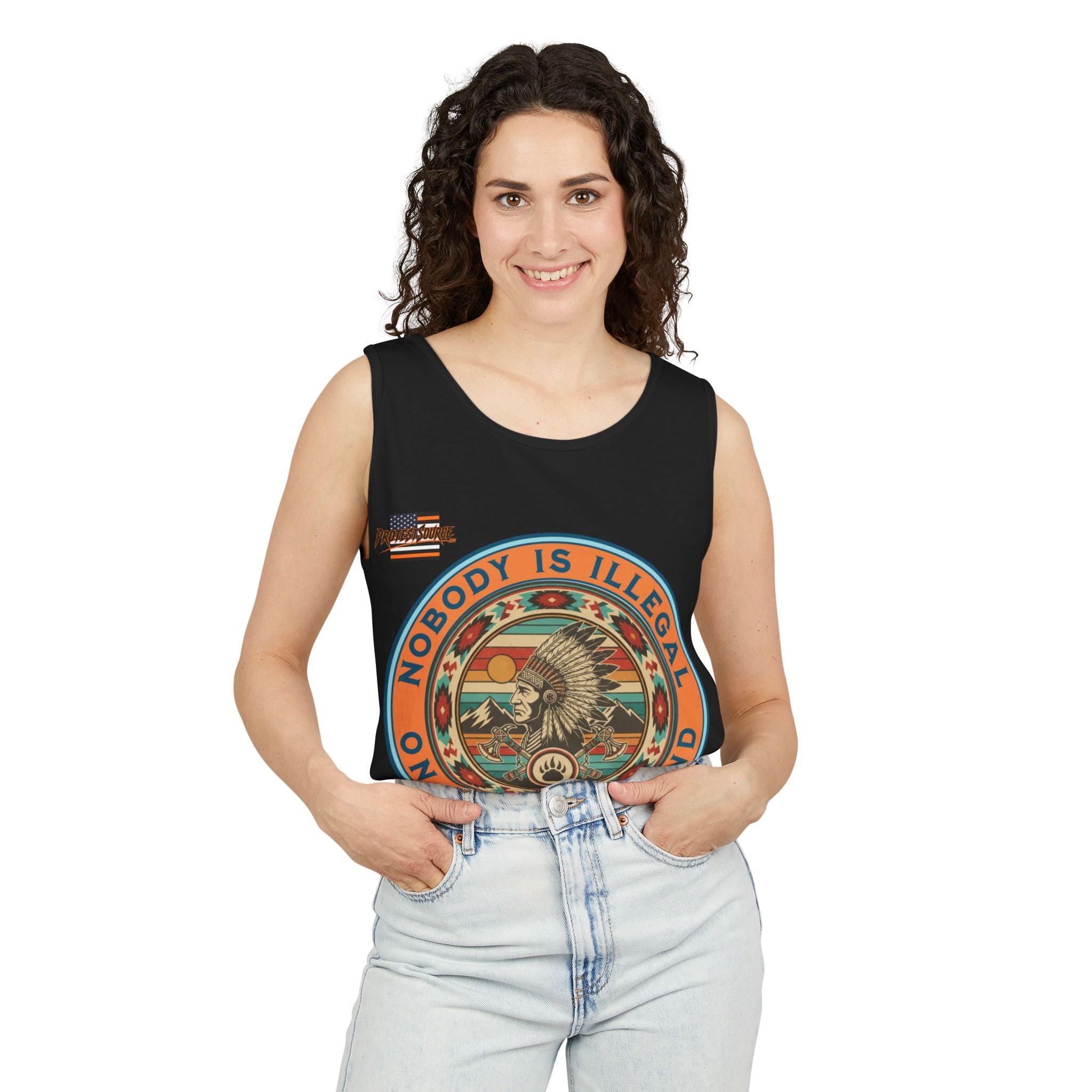 Nobody is Illegal on Stolen Land Unisex Cotton Tank Top