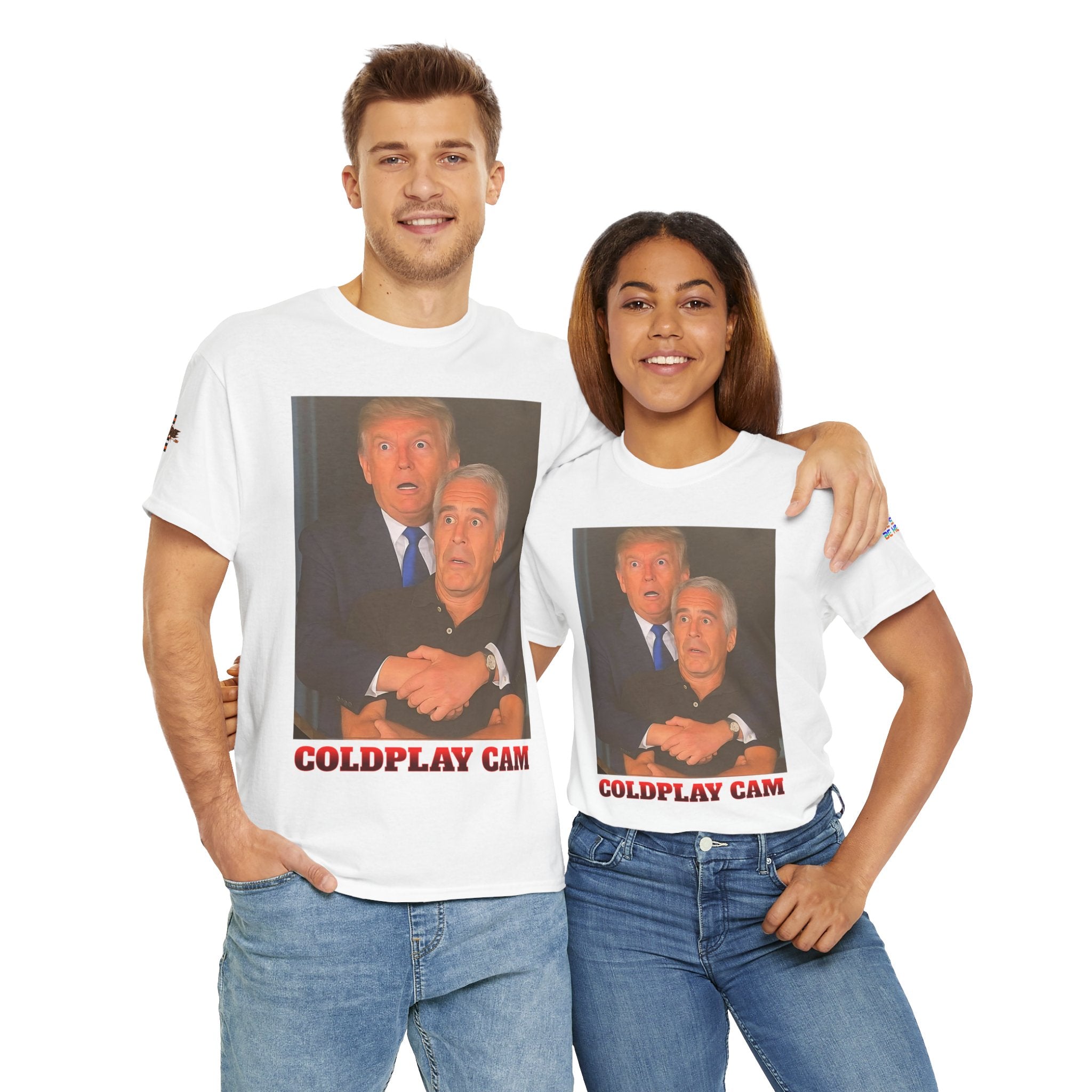 Trump and Epstein Coldplay Cam Unisex Heavy Cotton Gildan Tee