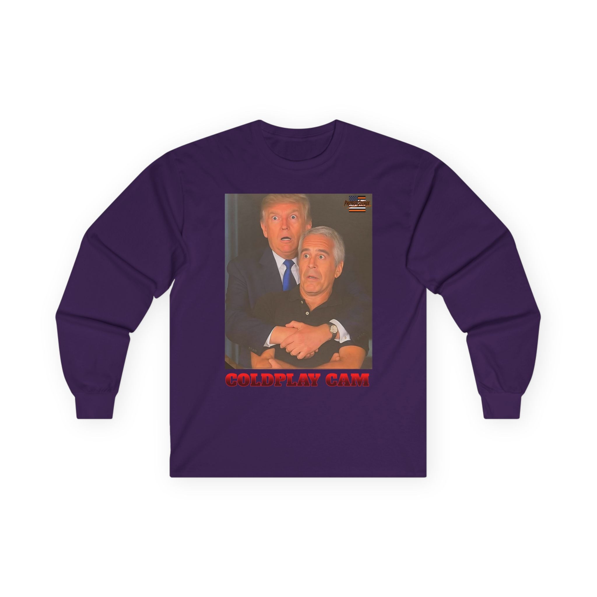 Trump and Epstein Coldplay Cam Long Sleeve Cotton Gildan Tee
