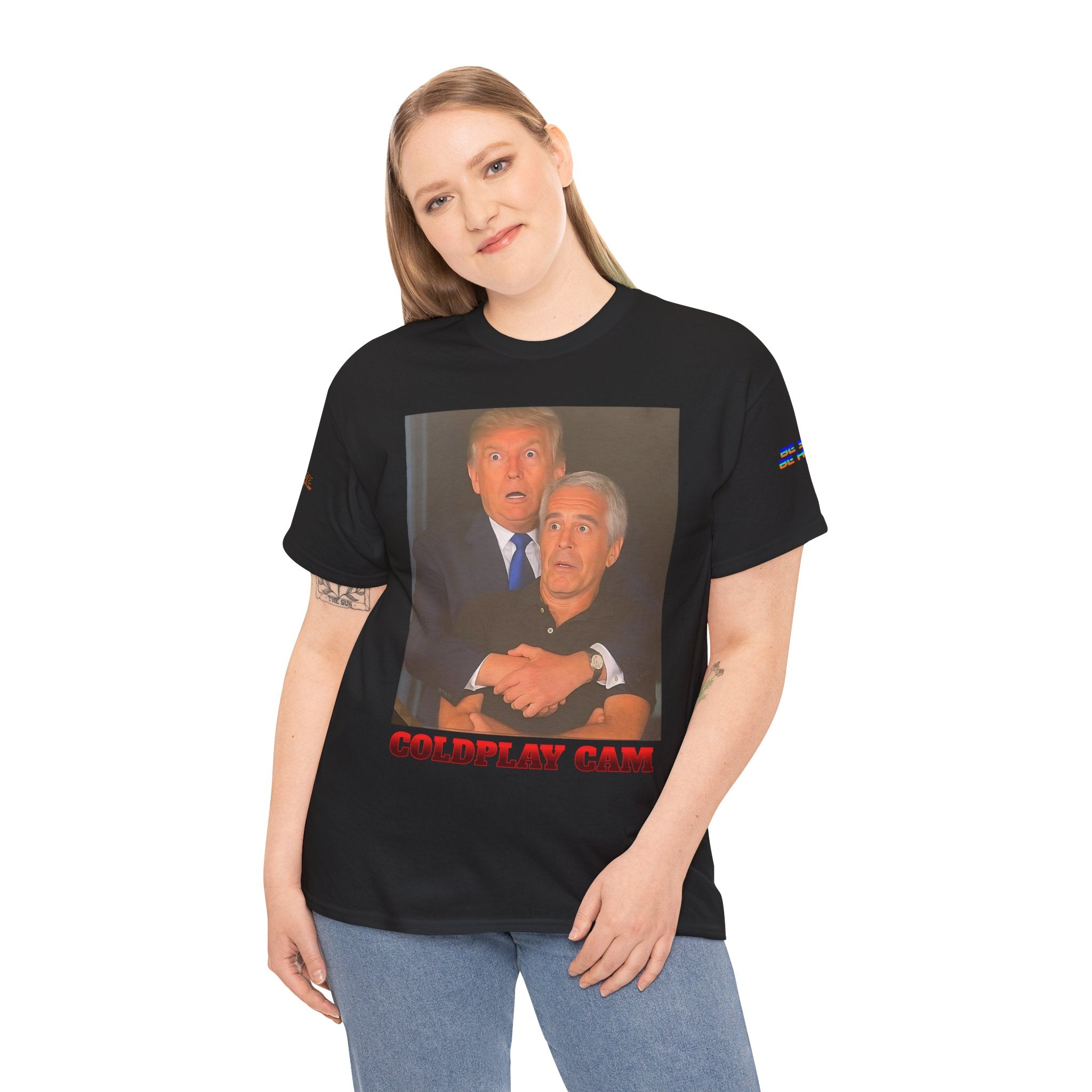 Trump and Epstein Coldplay Cam Unisex Heavy Cotton Gildan Tee