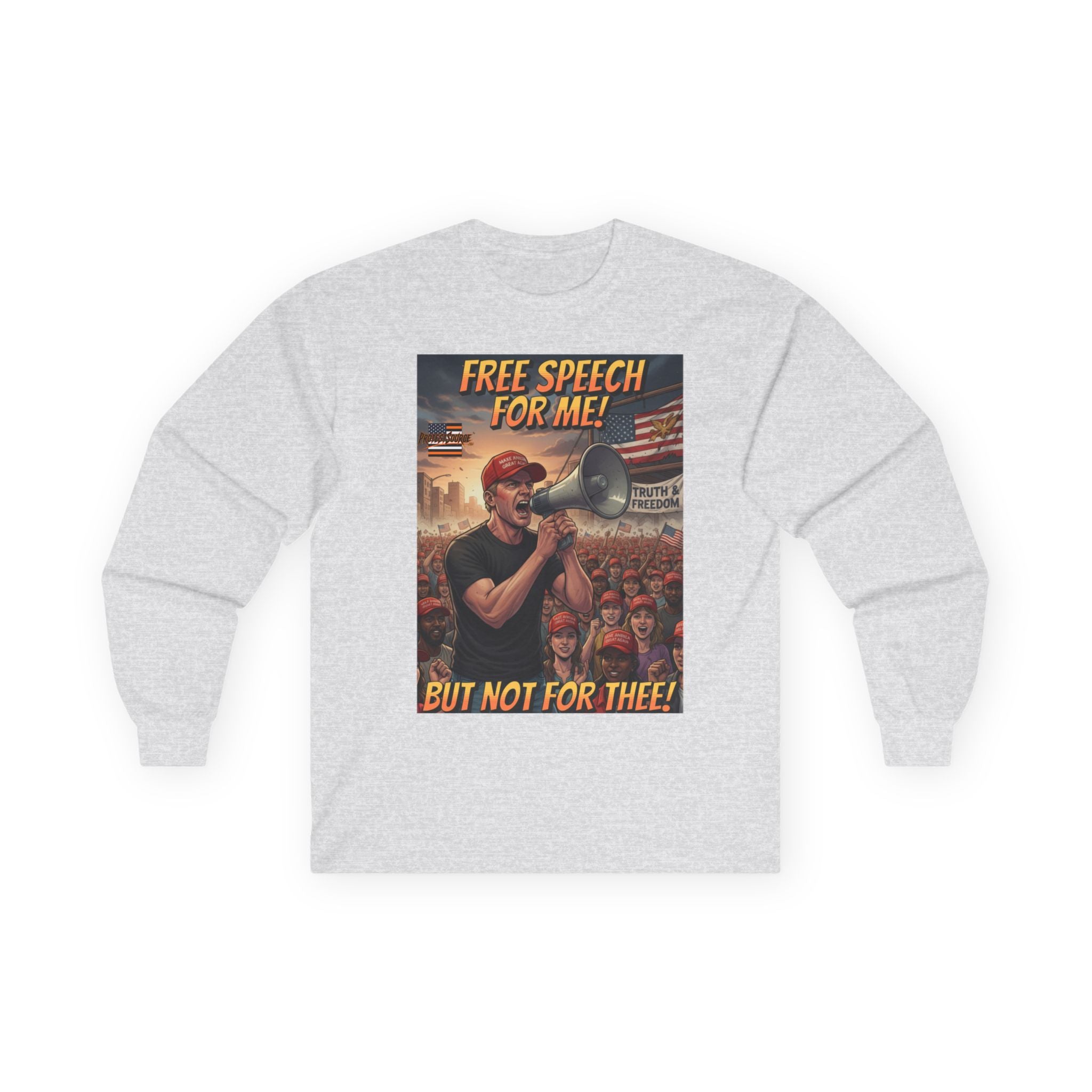 Free Speech For Me But Not For Thee Long Sleeve Cotton Gildan Tee