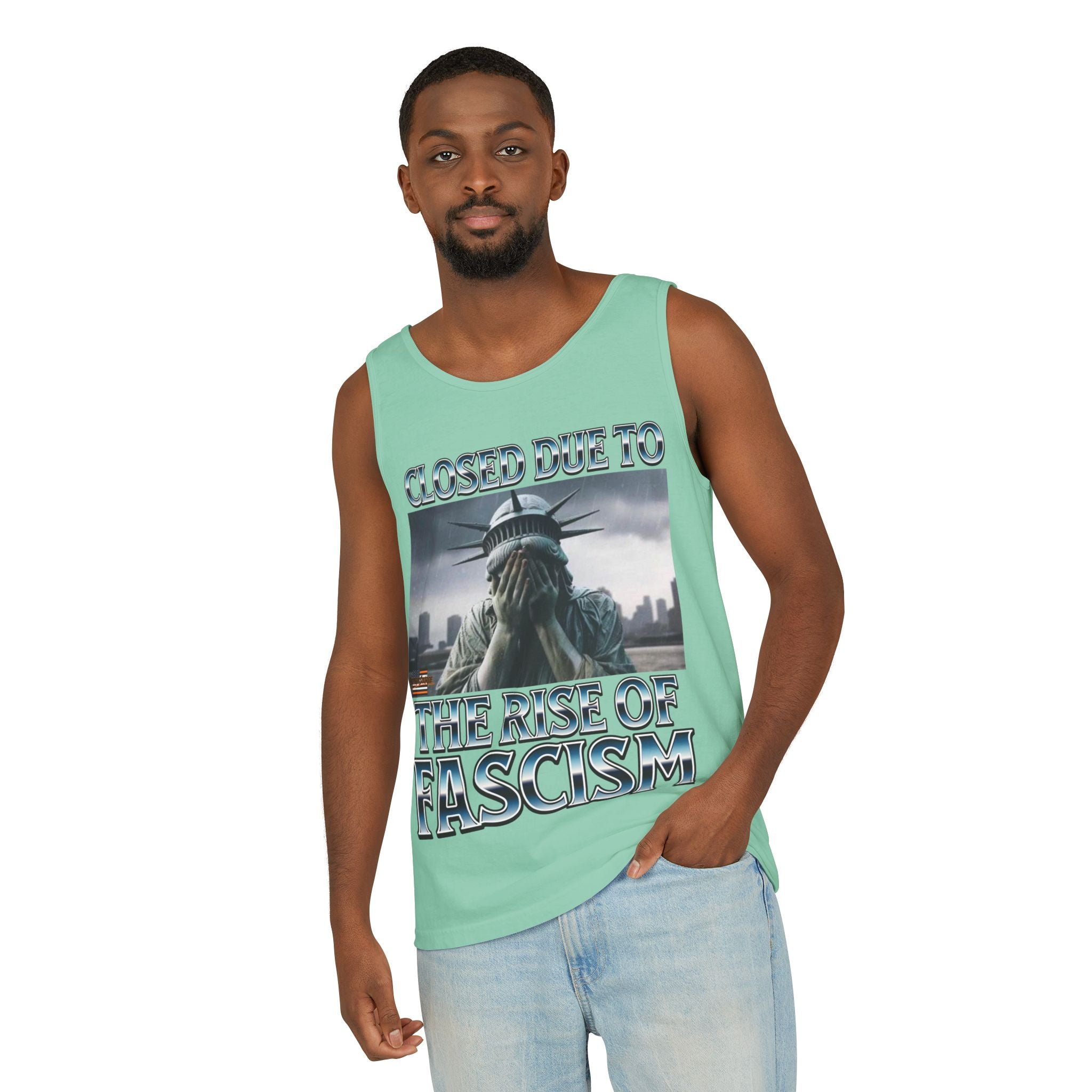 Closed Due to the Rise of Fascism Unisex Cotton Tank Top