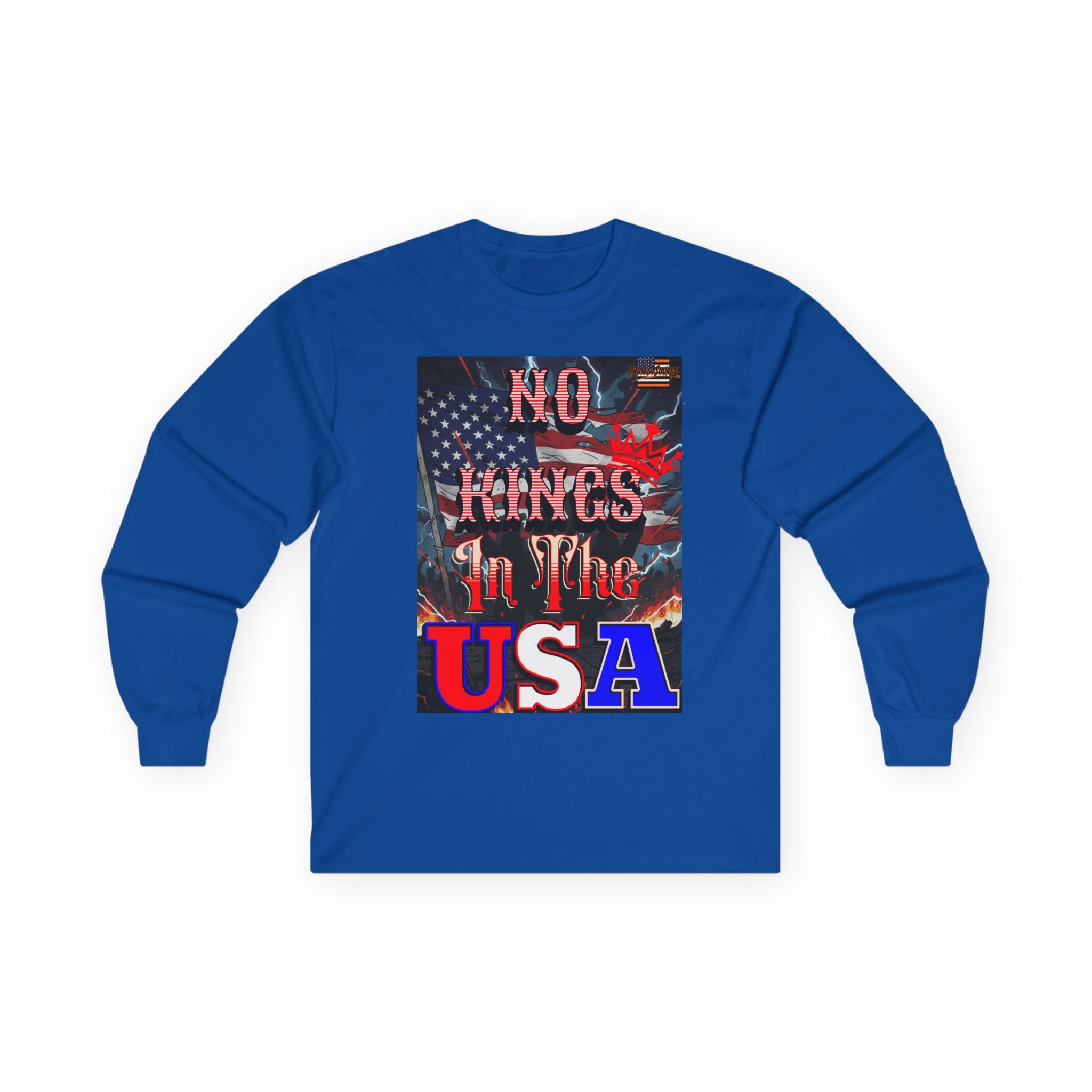 No Kings in the USA Long Sleeve Cotton Gildan Tee
