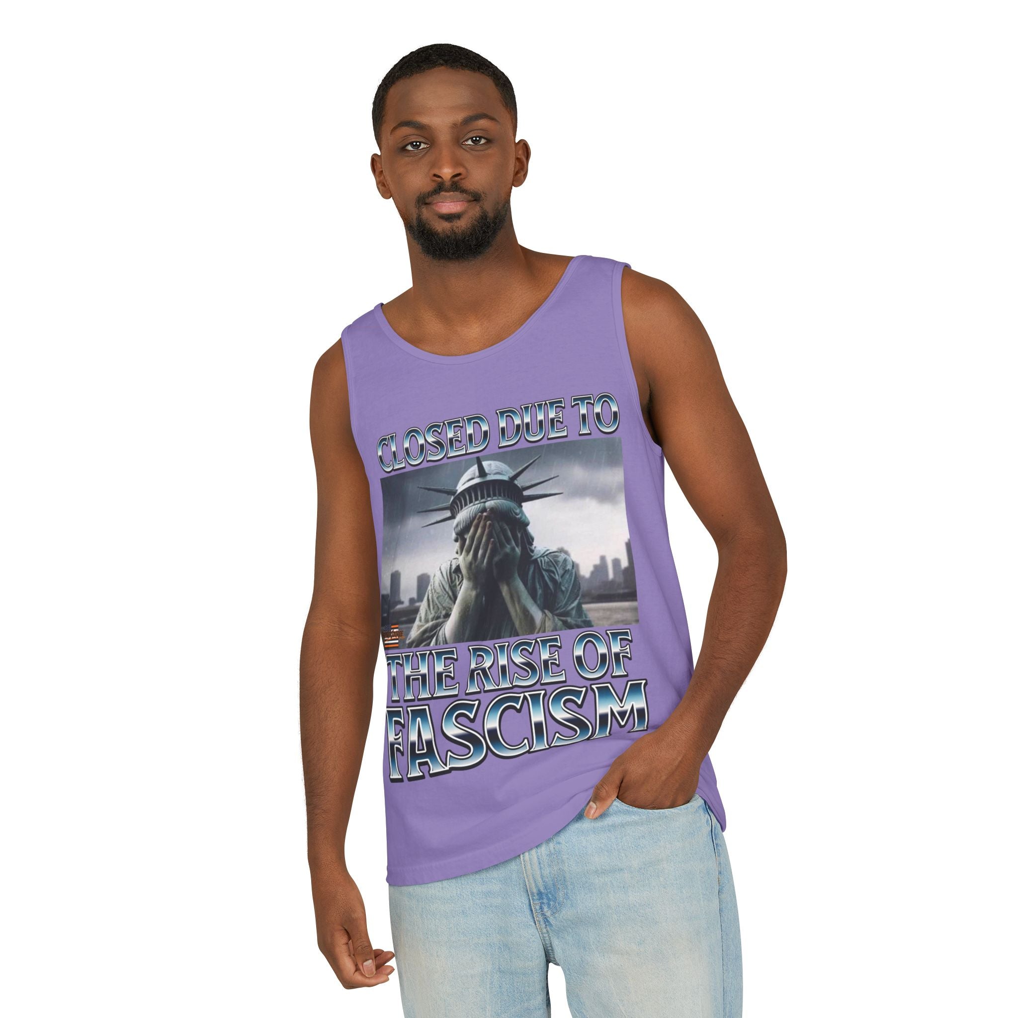 Closed Due to the Rise of Fascism Unisex Cotton Tank Top