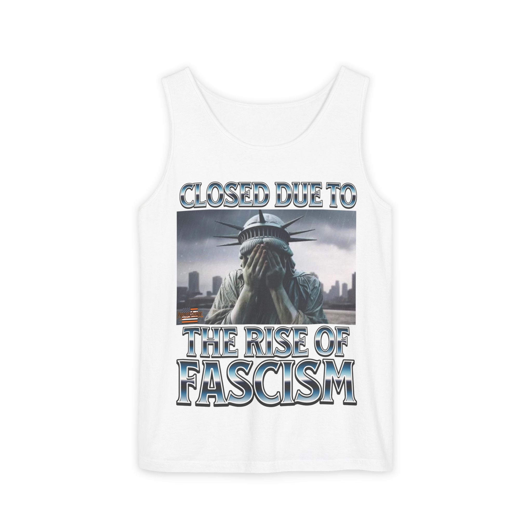 Closed Due to the Rise of Fascism Unisex Cotton Tank Top