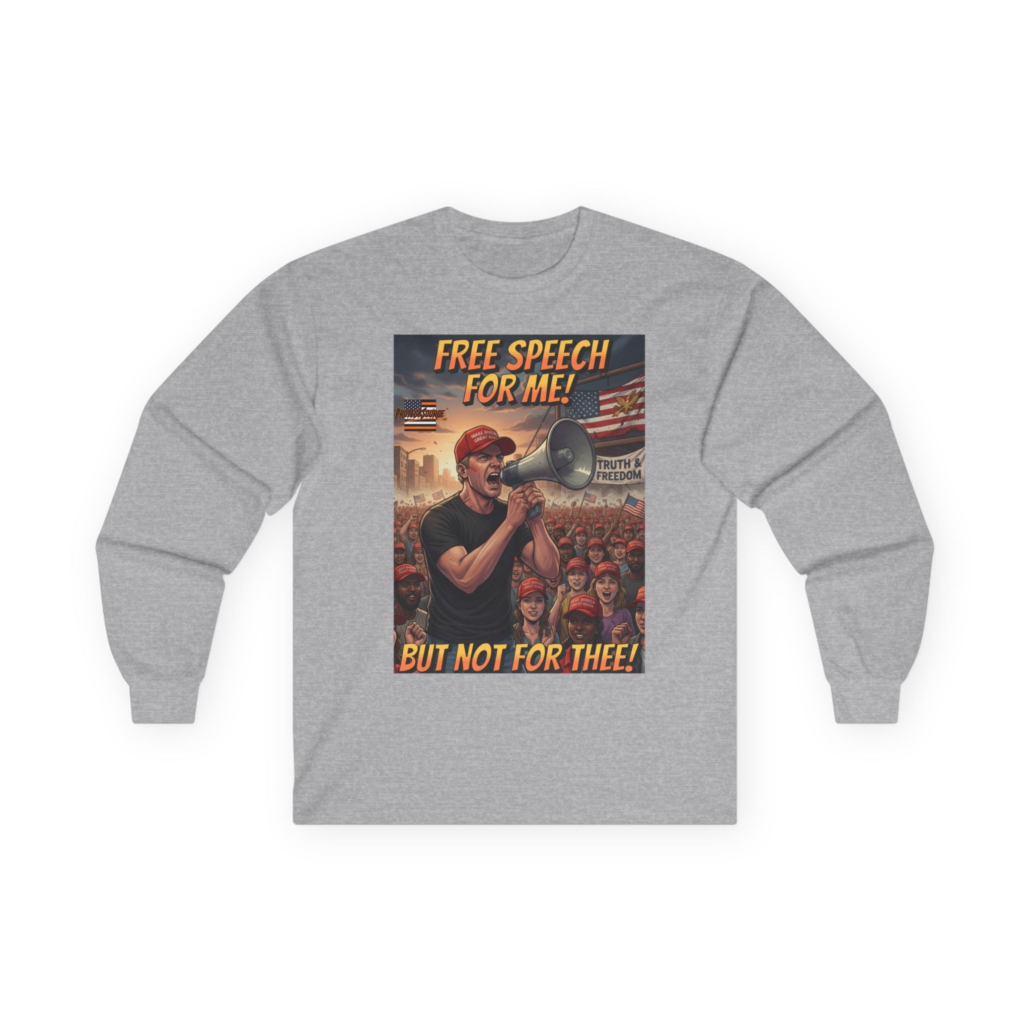 Free Speech For Me But Not For Thee Long Sleeve Cotton Gildan Tee