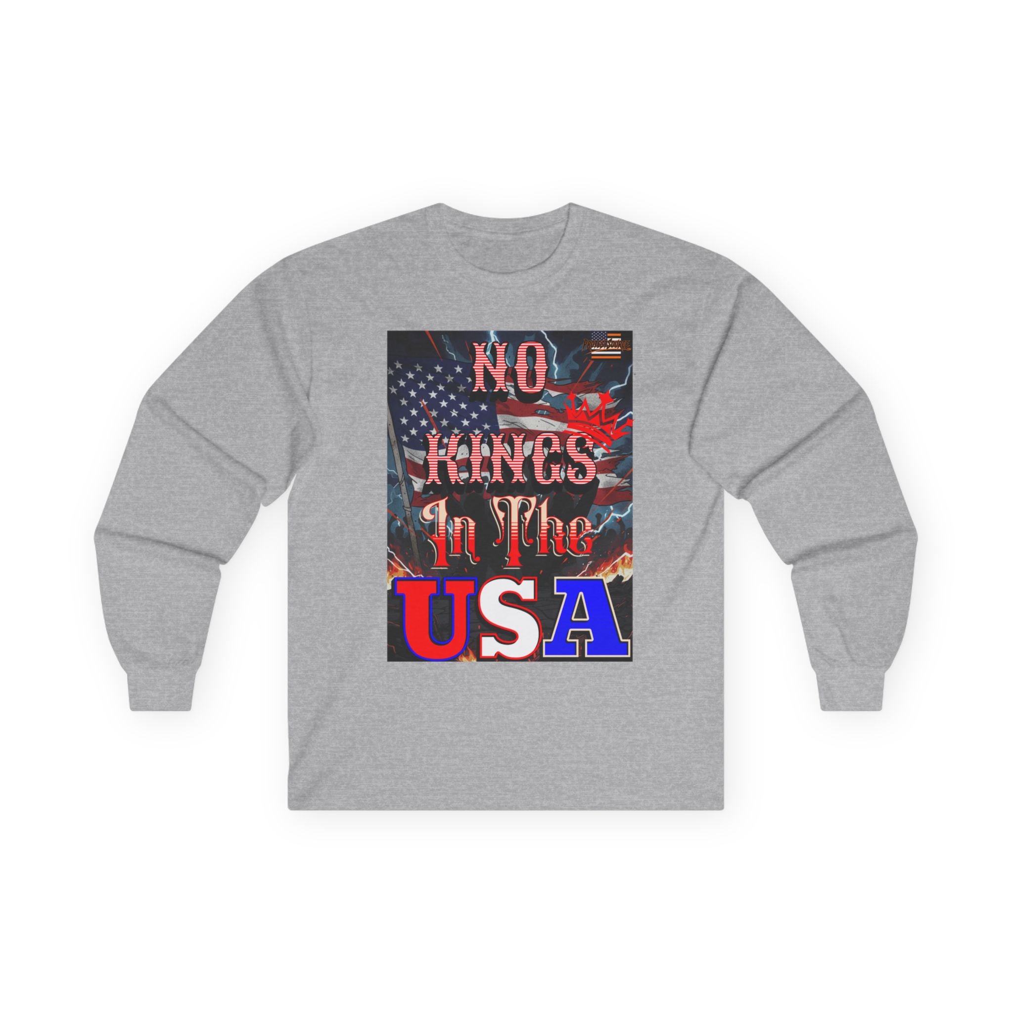 No Kings in the USA Long Sleeve Cotton Gildan Tee
