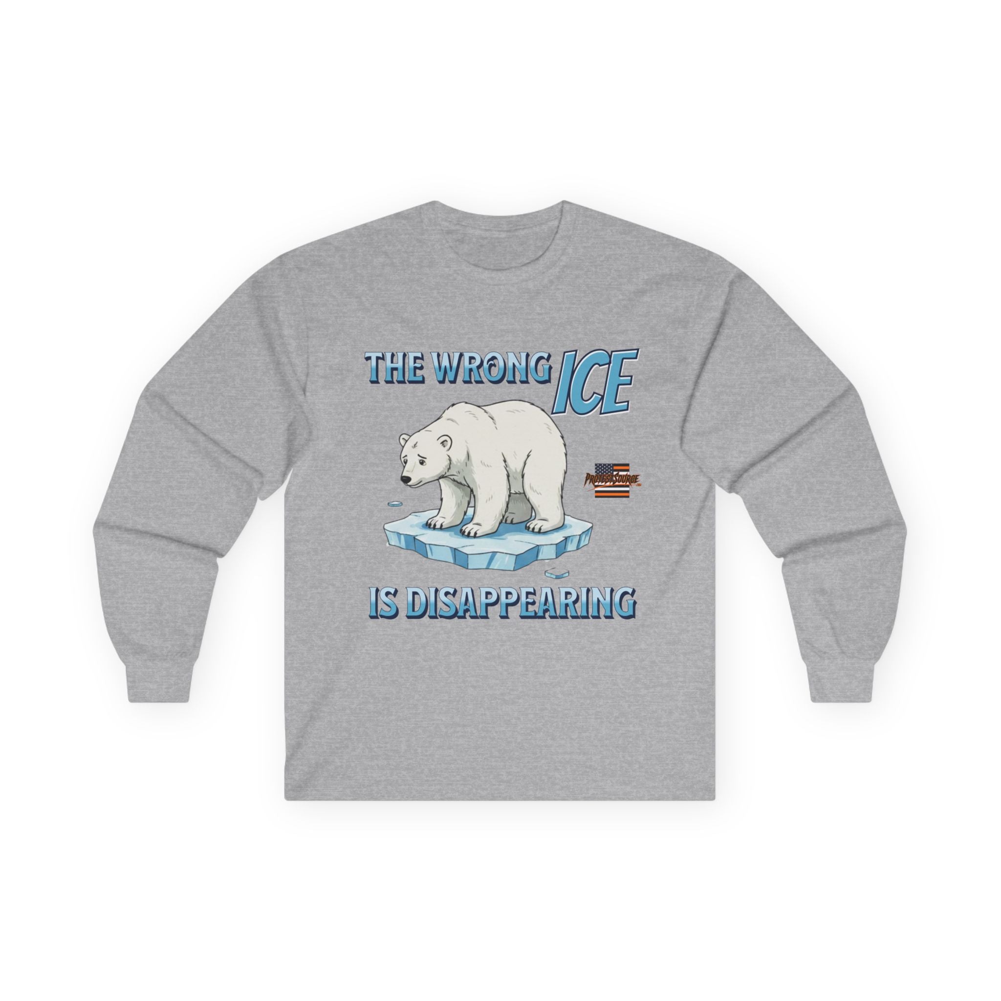 The Wrong ICE is Disappearing Long Sleeve Cotton Gildan Tee