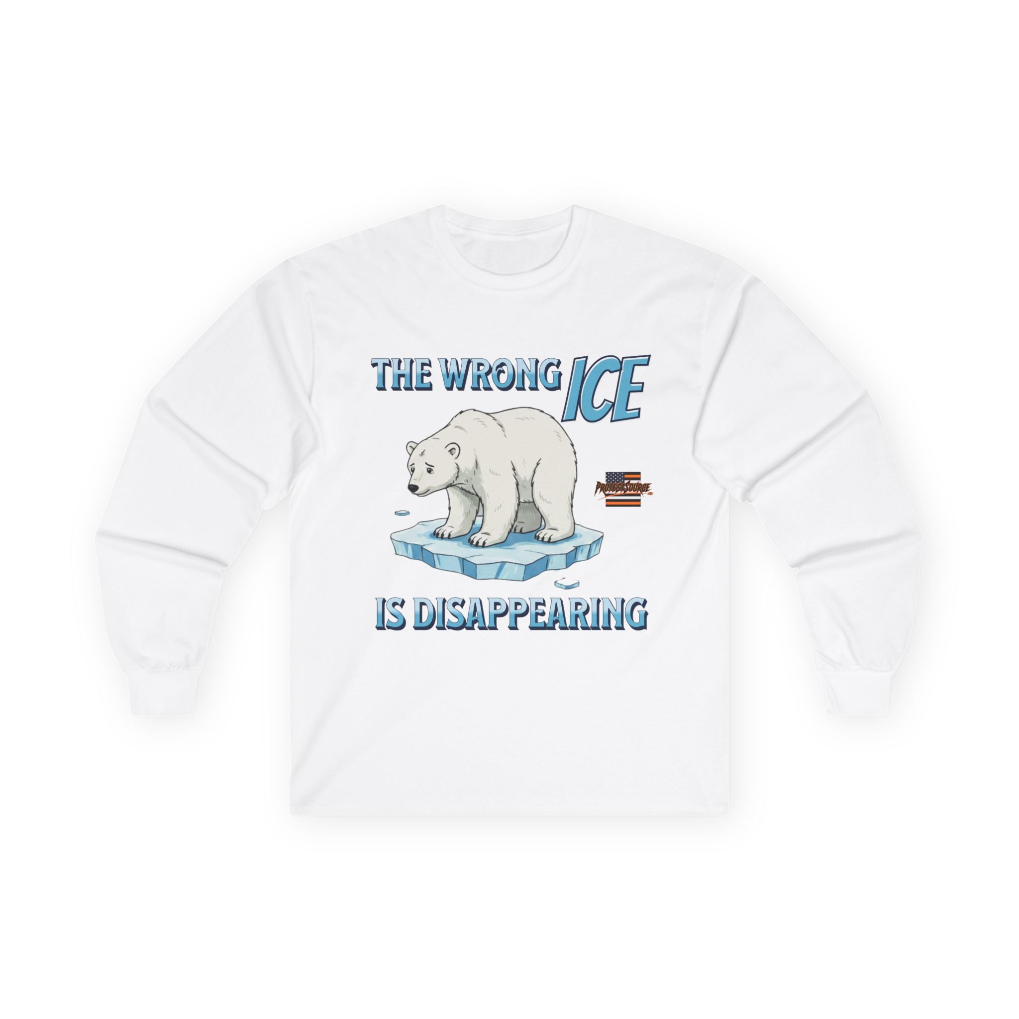 The Wrong ICE is Disappearing Long Sleeve Cotton Gildan Tee