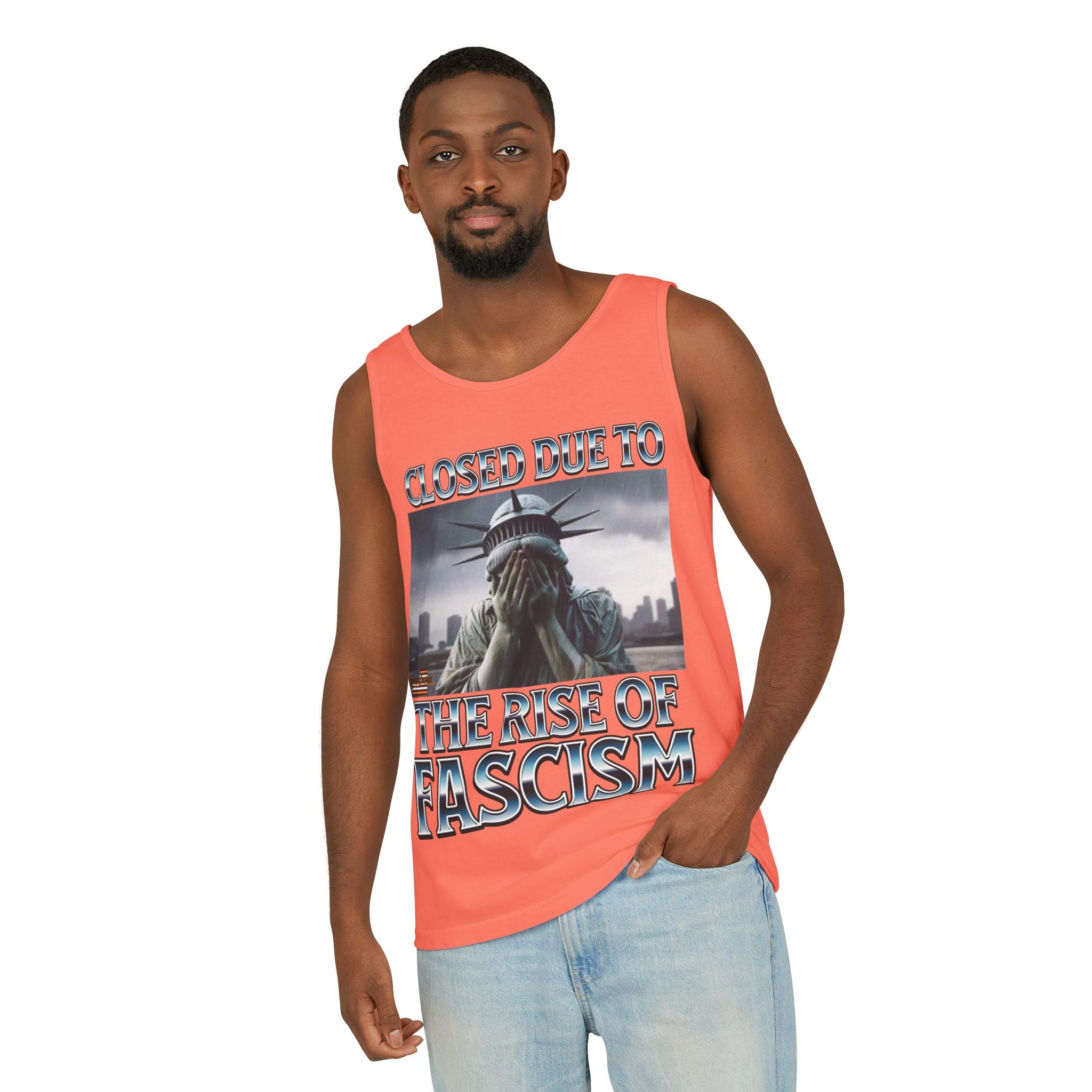 Closed Due to the Rise of Fascism Unisex Cotton Tank Top