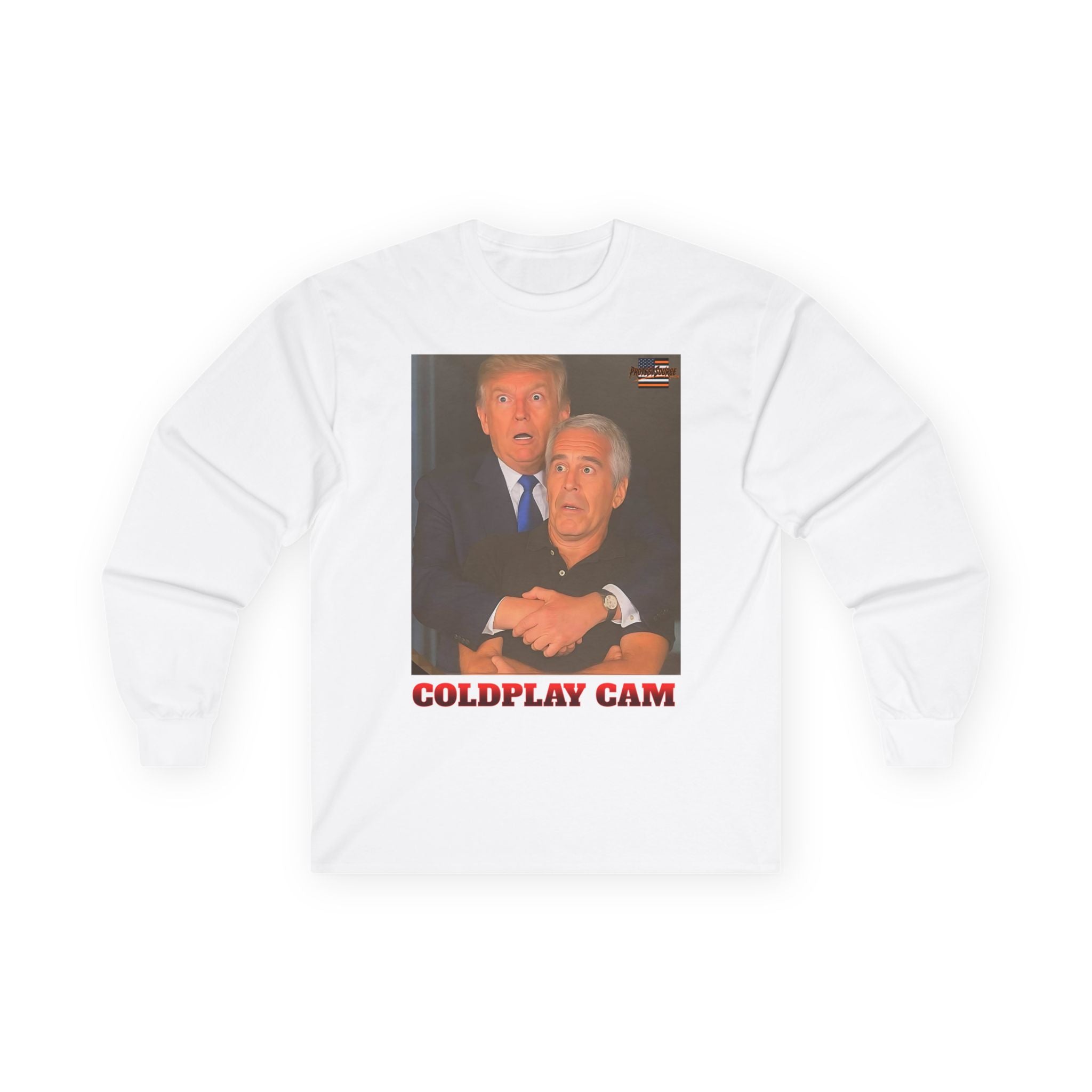 Trump and Epstein Coldplay Cam Long Sleeve Cotton Gildan Tee