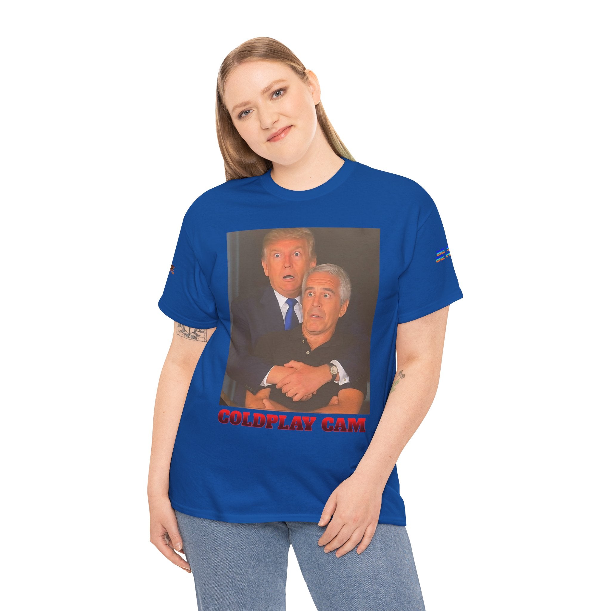 Trump and Epstein Coldplay Cam Unisex Heavy Cotton Gildan Tee
