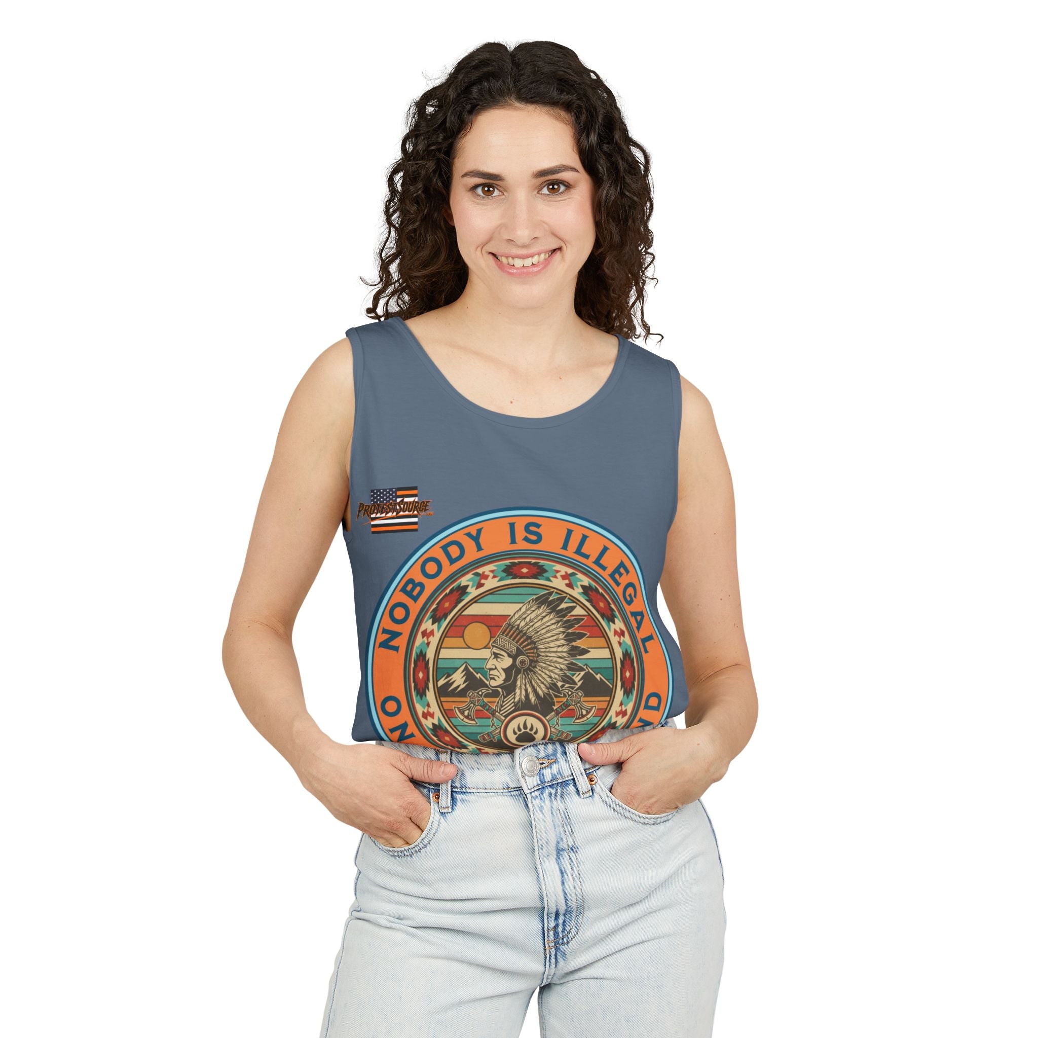 Nobody is Illegal on Stolen Land Unisex Cotton Tank Top