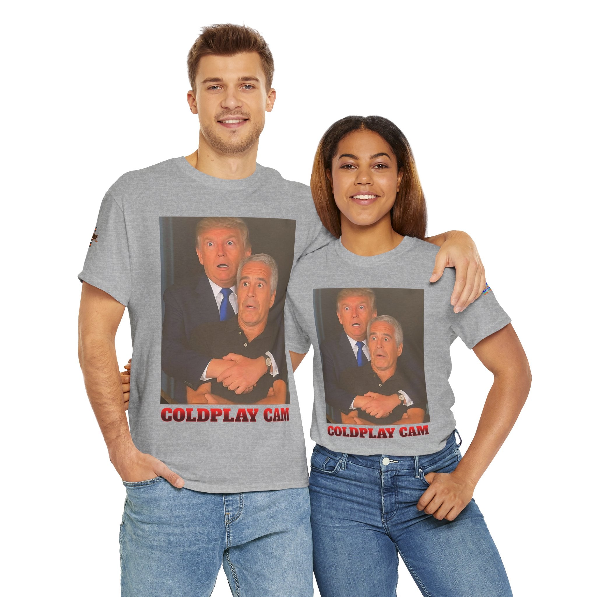 Trump and Epstein Coldplay Cam Unisex Heavy Cotton Gildan Tee
