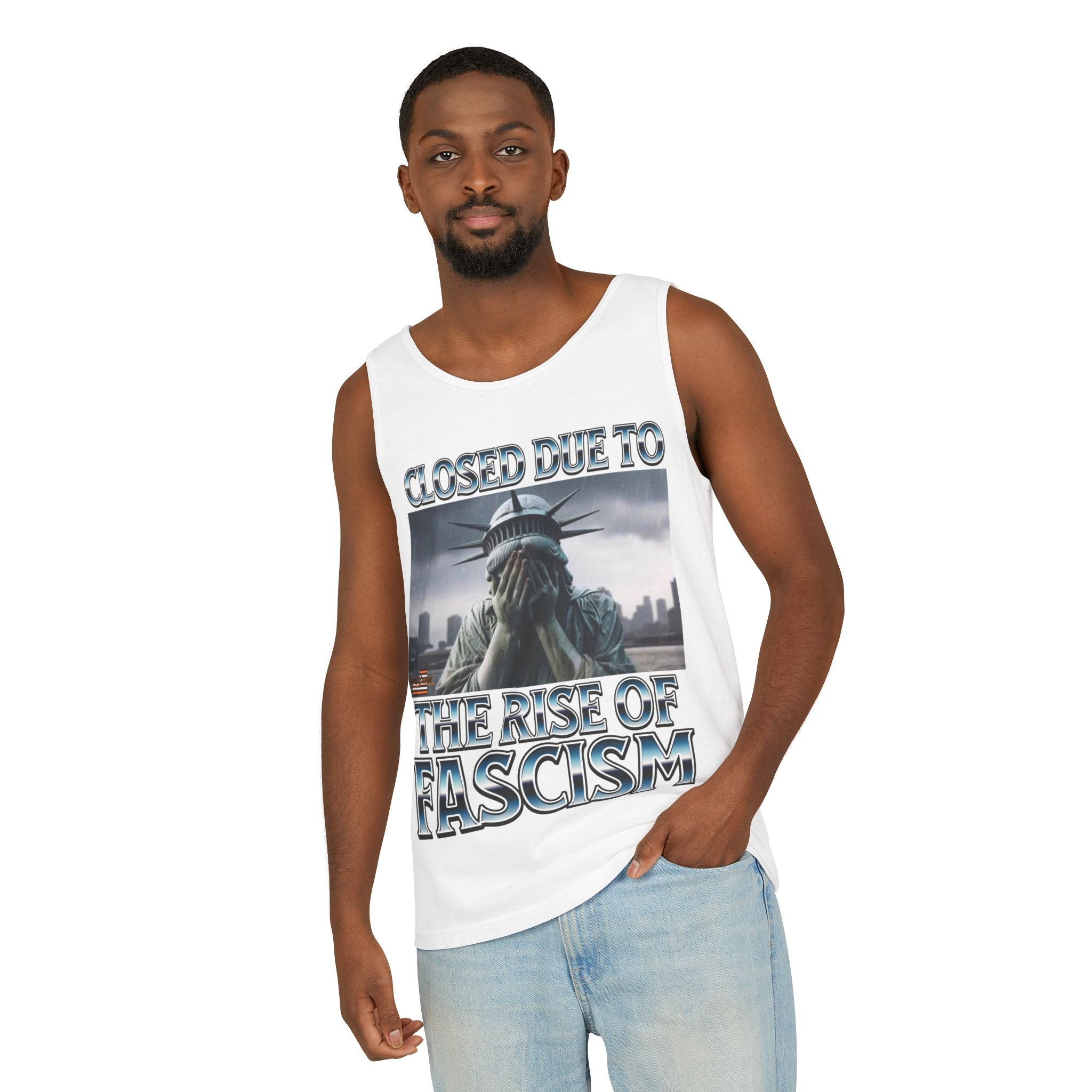 Closed Due to the Rise of Fascism Unisex Cotton Tank Top