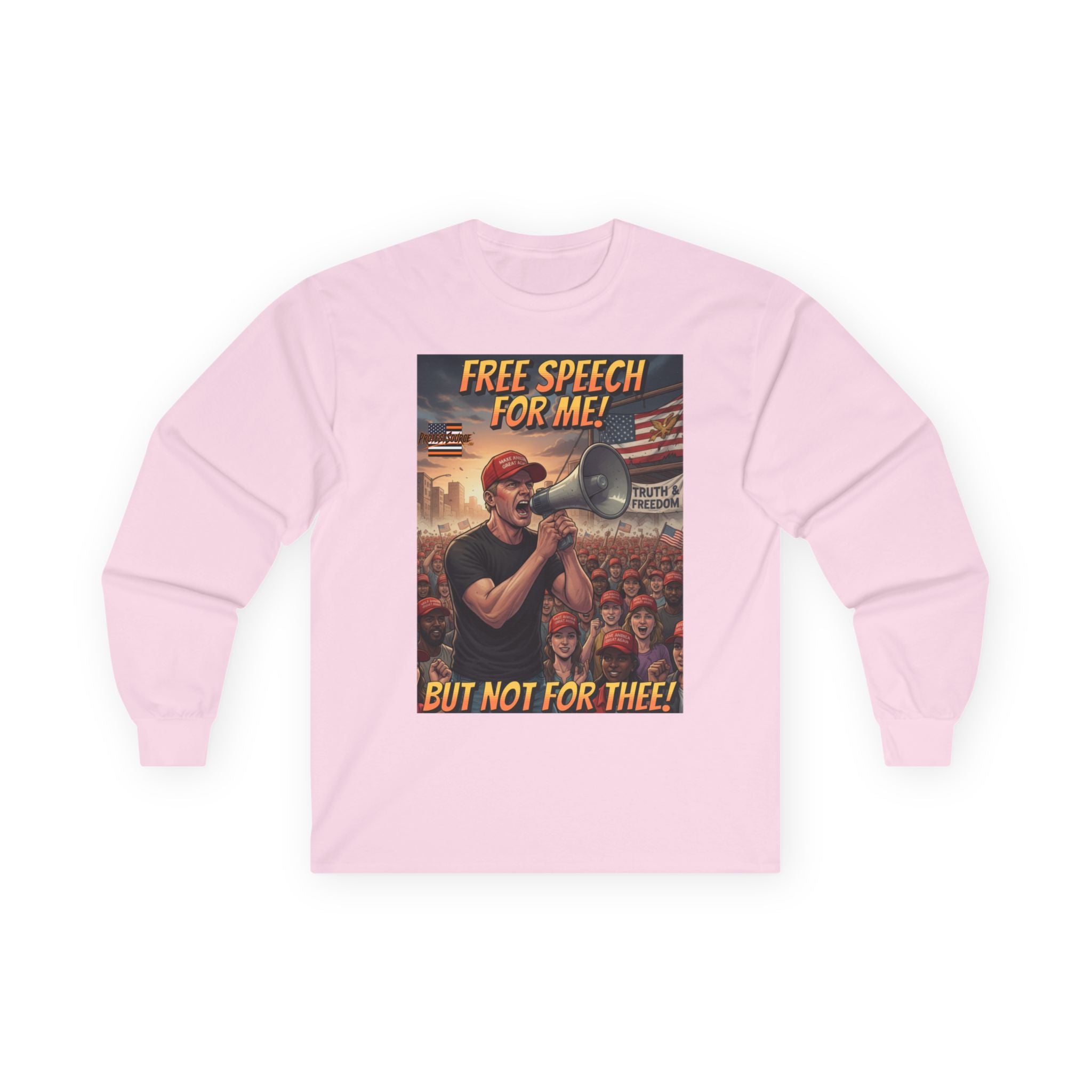 Free Speech For Me But Not For Thee Long Sleeve Cotton Gildan Tee