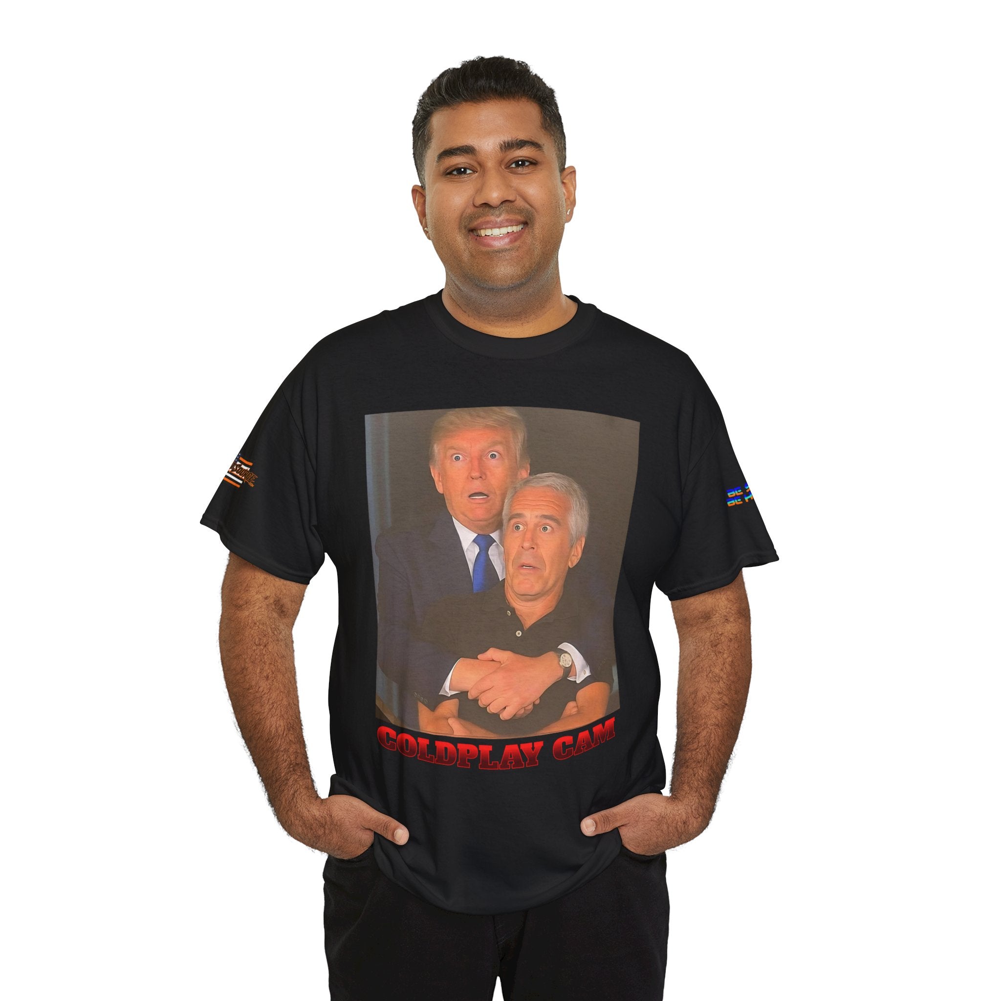 Trump and Epstein Coldplay Cam Unisex Heavy Cotton Gildan Tee