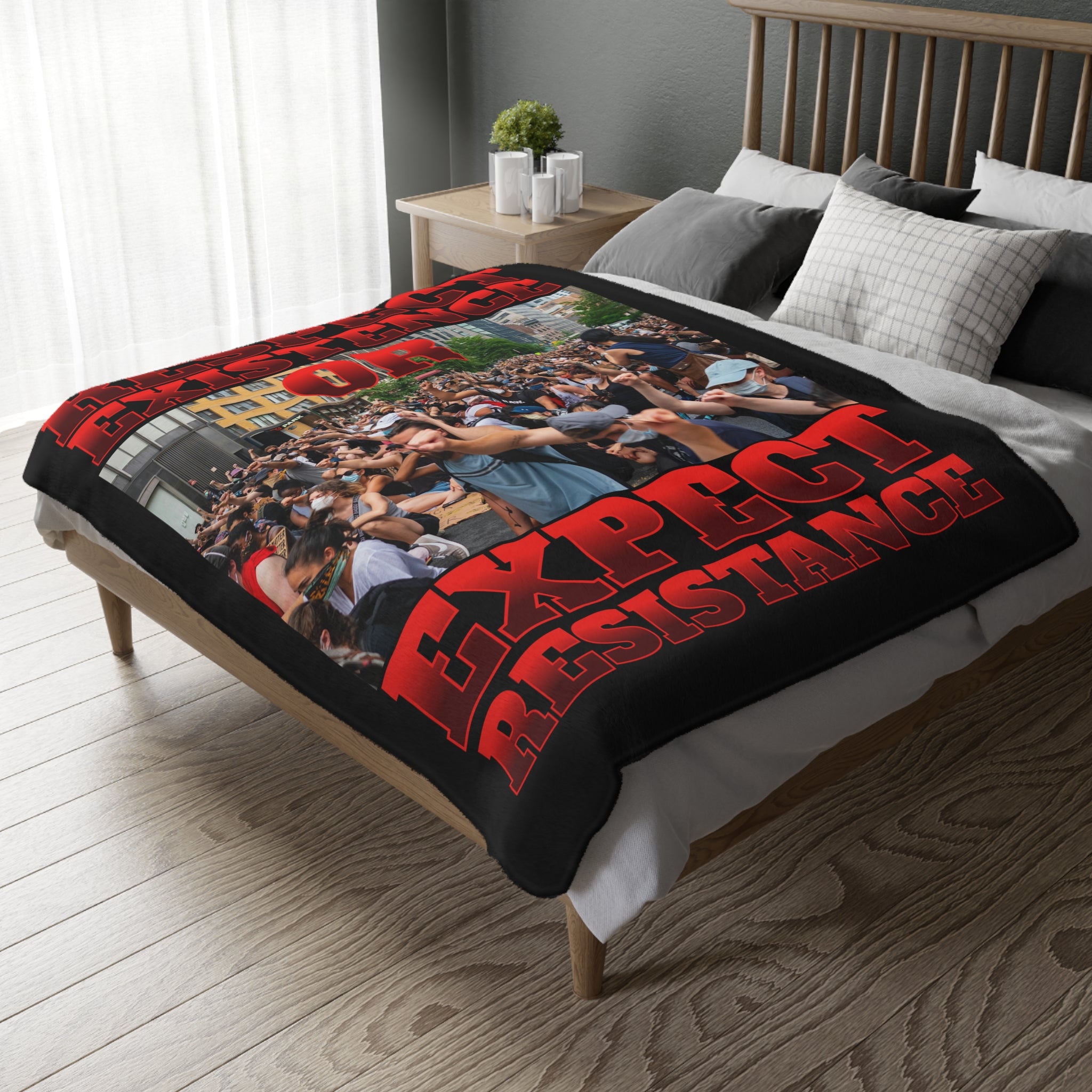 Respect Existence or Expect Resistance 60" X 80" Velveteen Microfiber Blanket