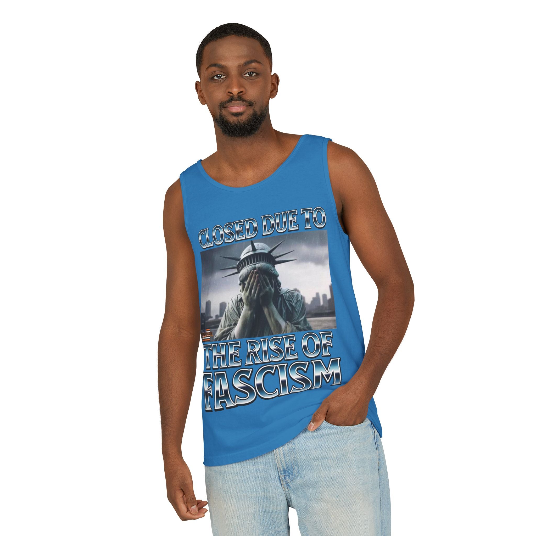 Closed Due to the Rise of Fascism Unisex Cotton Tank Top