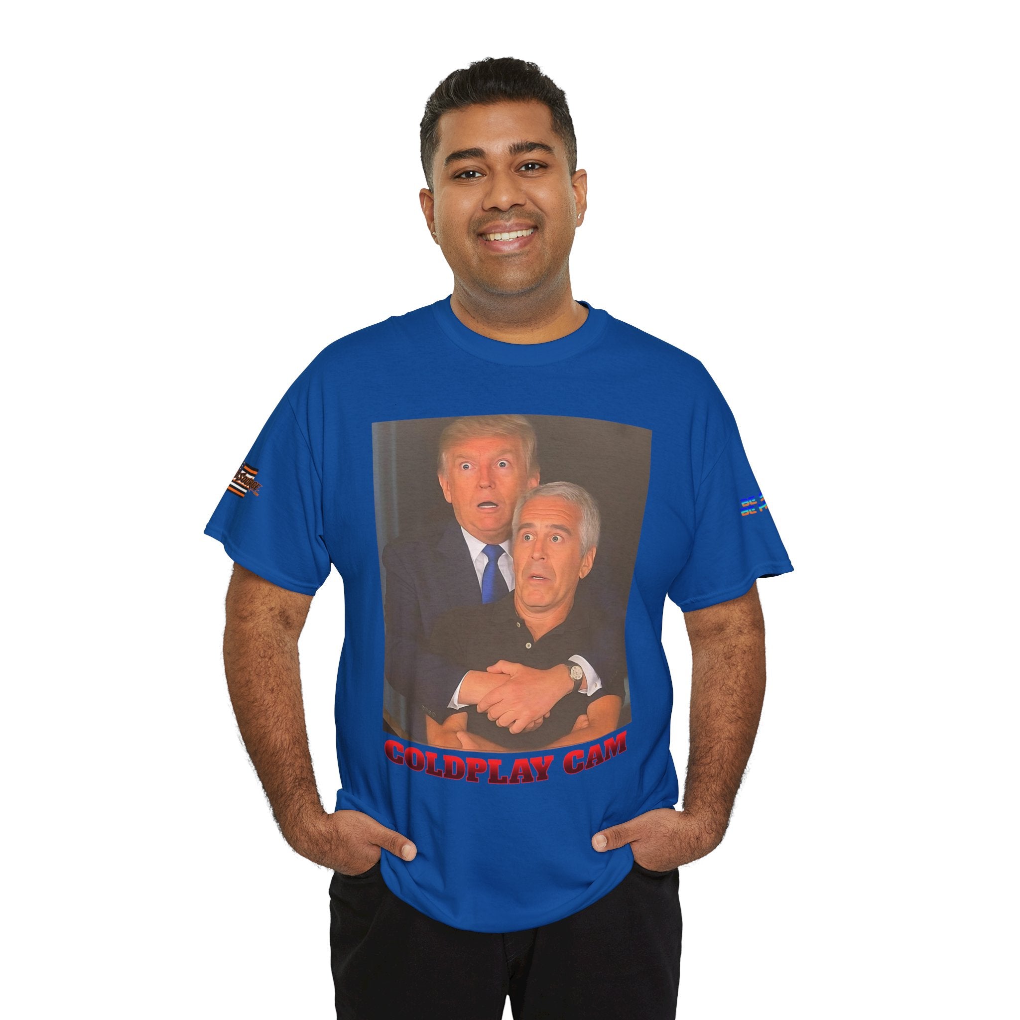 Trump and Epstein Coldplay Cam Unisex Heavy Cotton Gildan Tee
