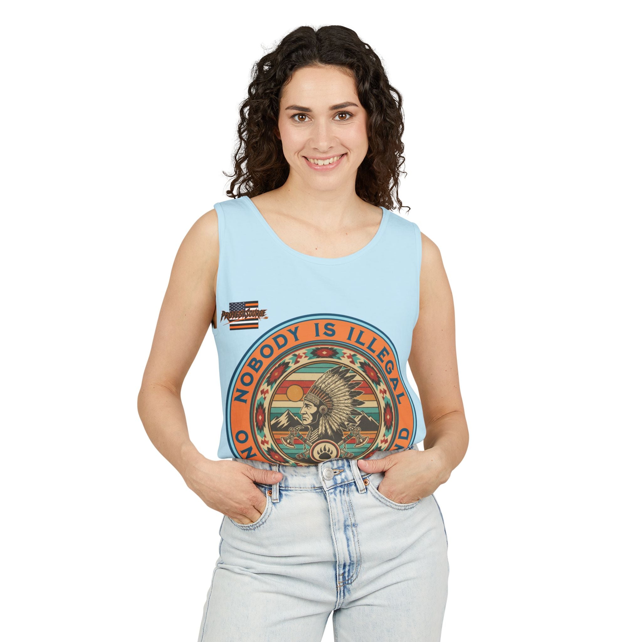 Nobody is Illegal on Stolen Land Unisex Cotton Tank Top