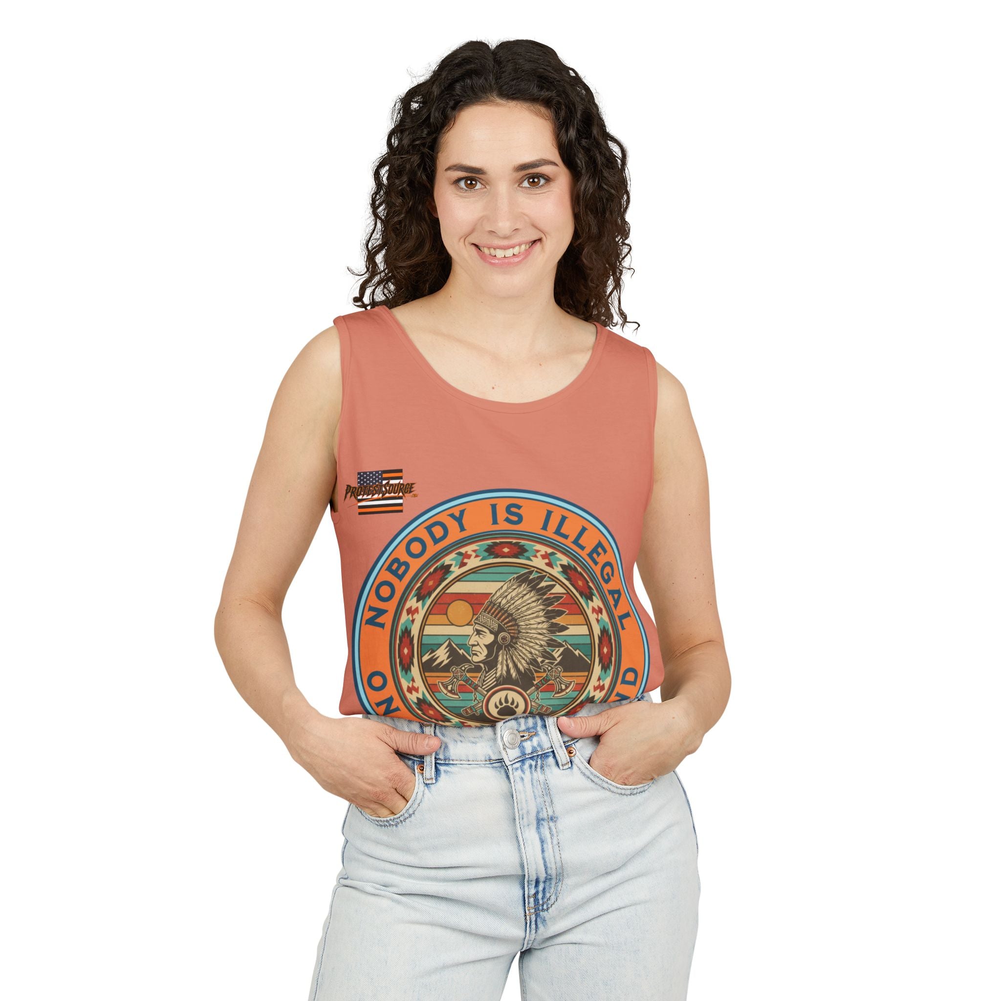 Nobody is Illegal on Stolen Land Unisex Cotton Tank Top