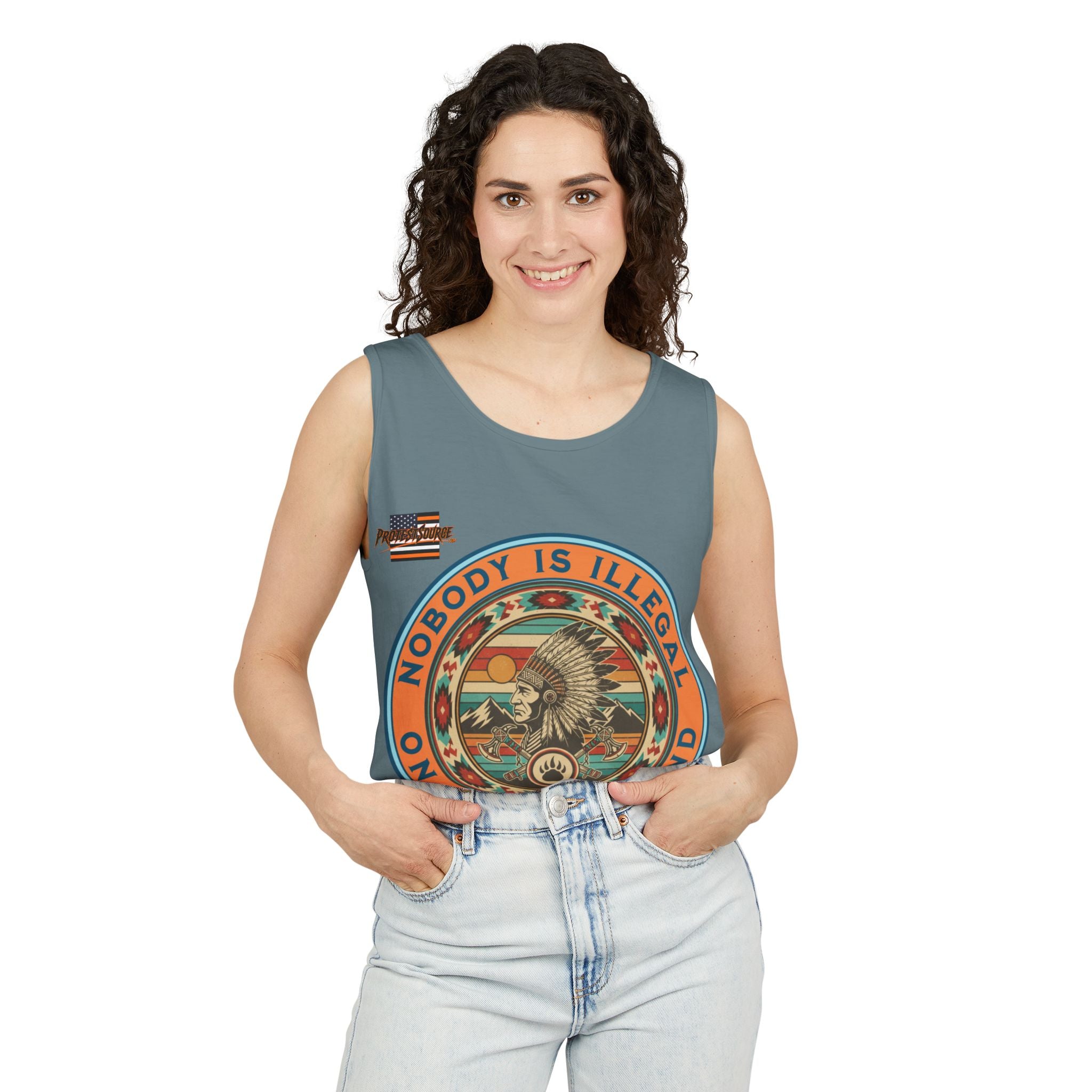 Nobody is Illegal on Stolen Land Unisex Cotton Tank Top