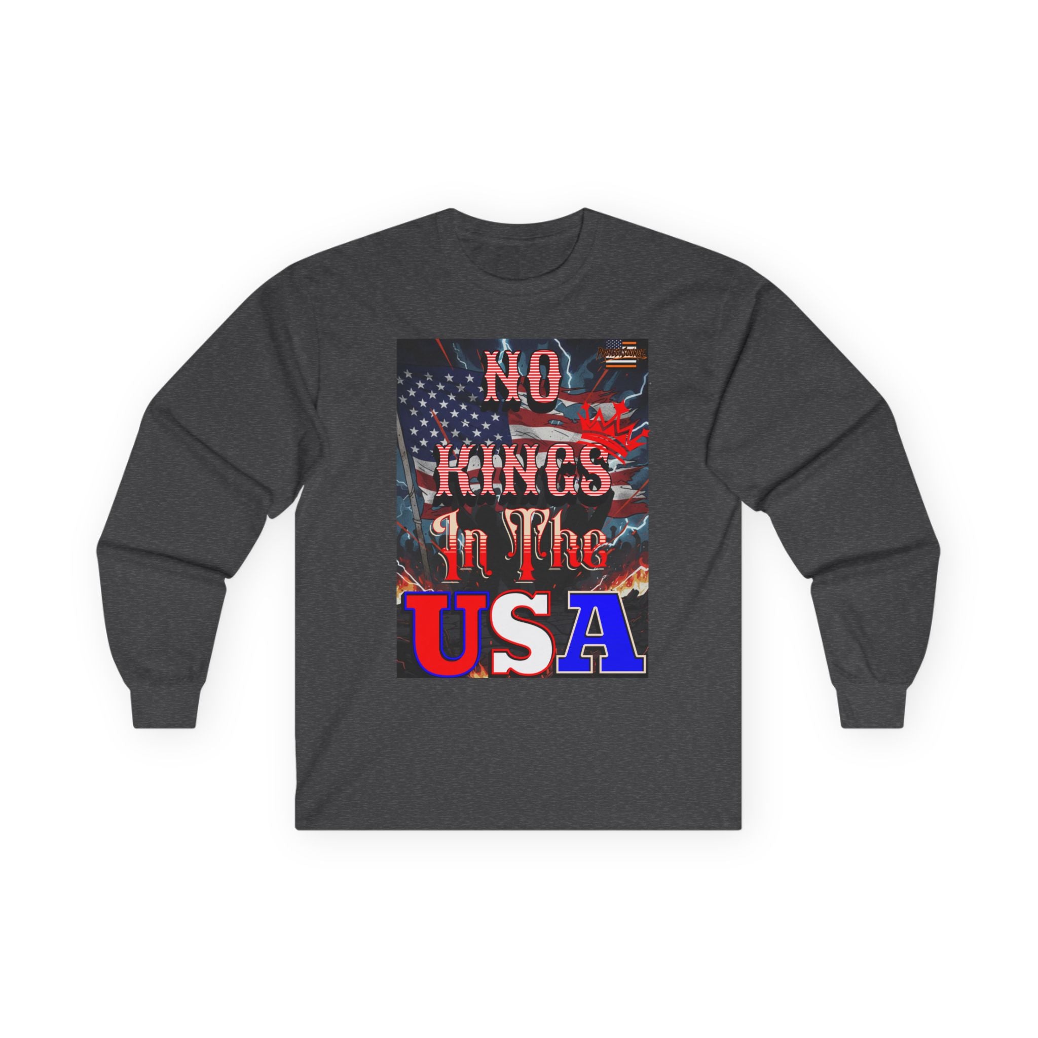 No Kings in the USA Long Sleeve Cotton Gildan Tee
