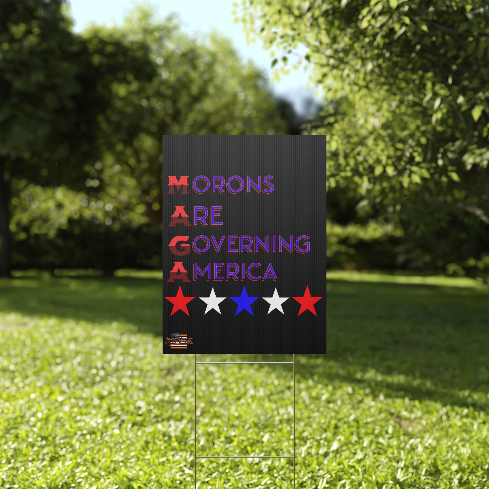 Morons Are Governing America 18"X24" Plastic Protest Yard Sign w/Wire Stand