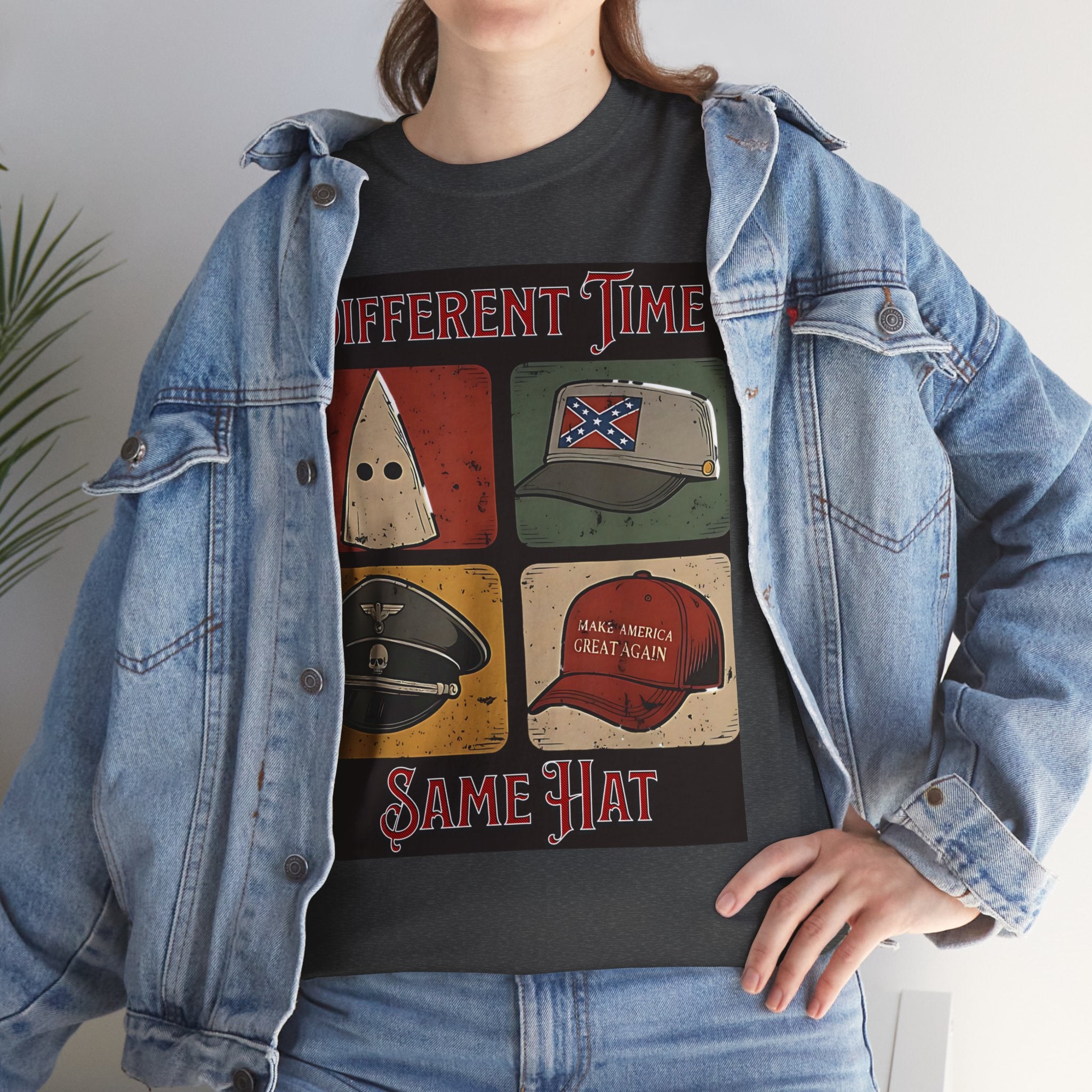 Different Time Same Hat Unisex Heavy Cotton Gildan Tee