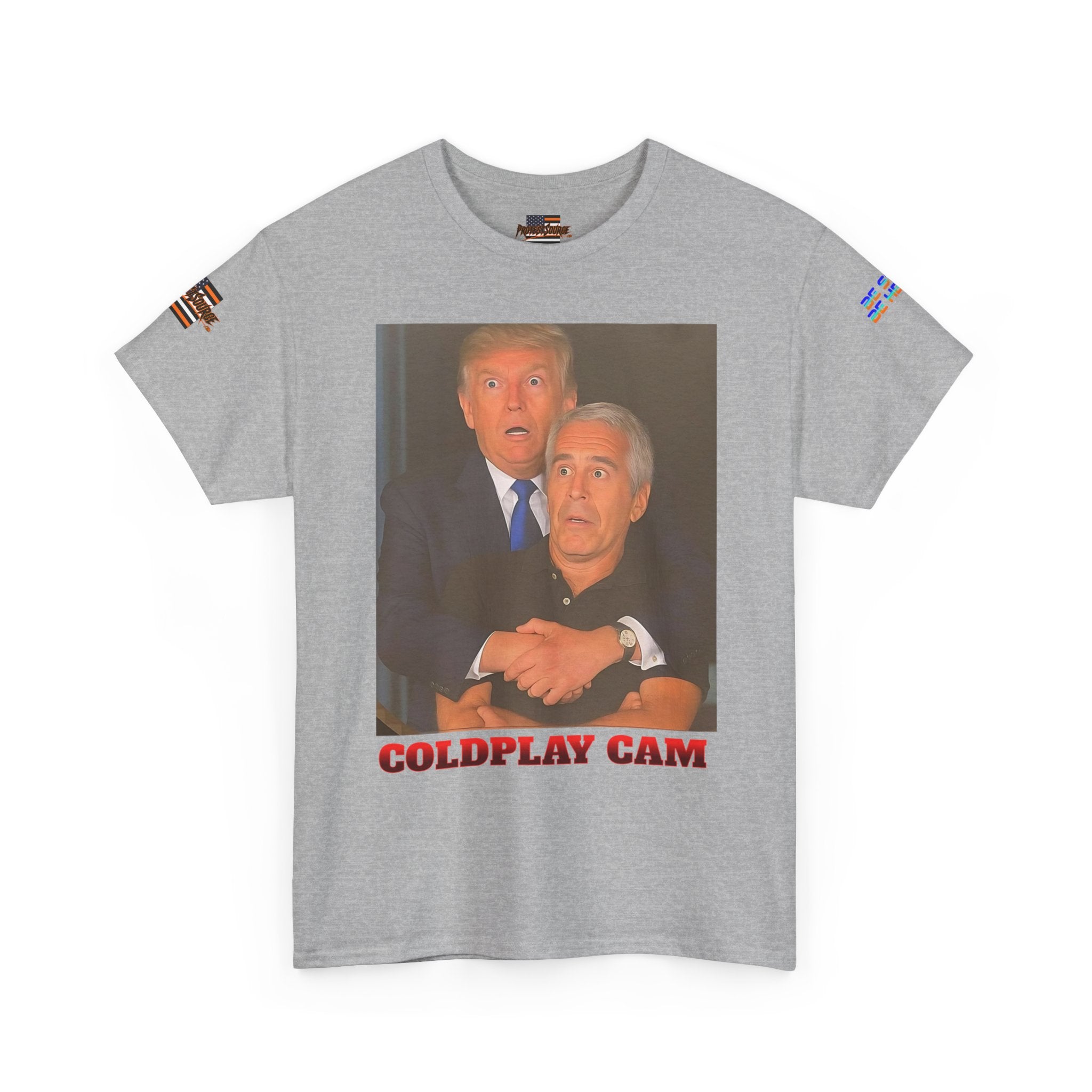 Trump and Epstein Coldplay Cam Unisex Heavy Cotton Gildan Tee