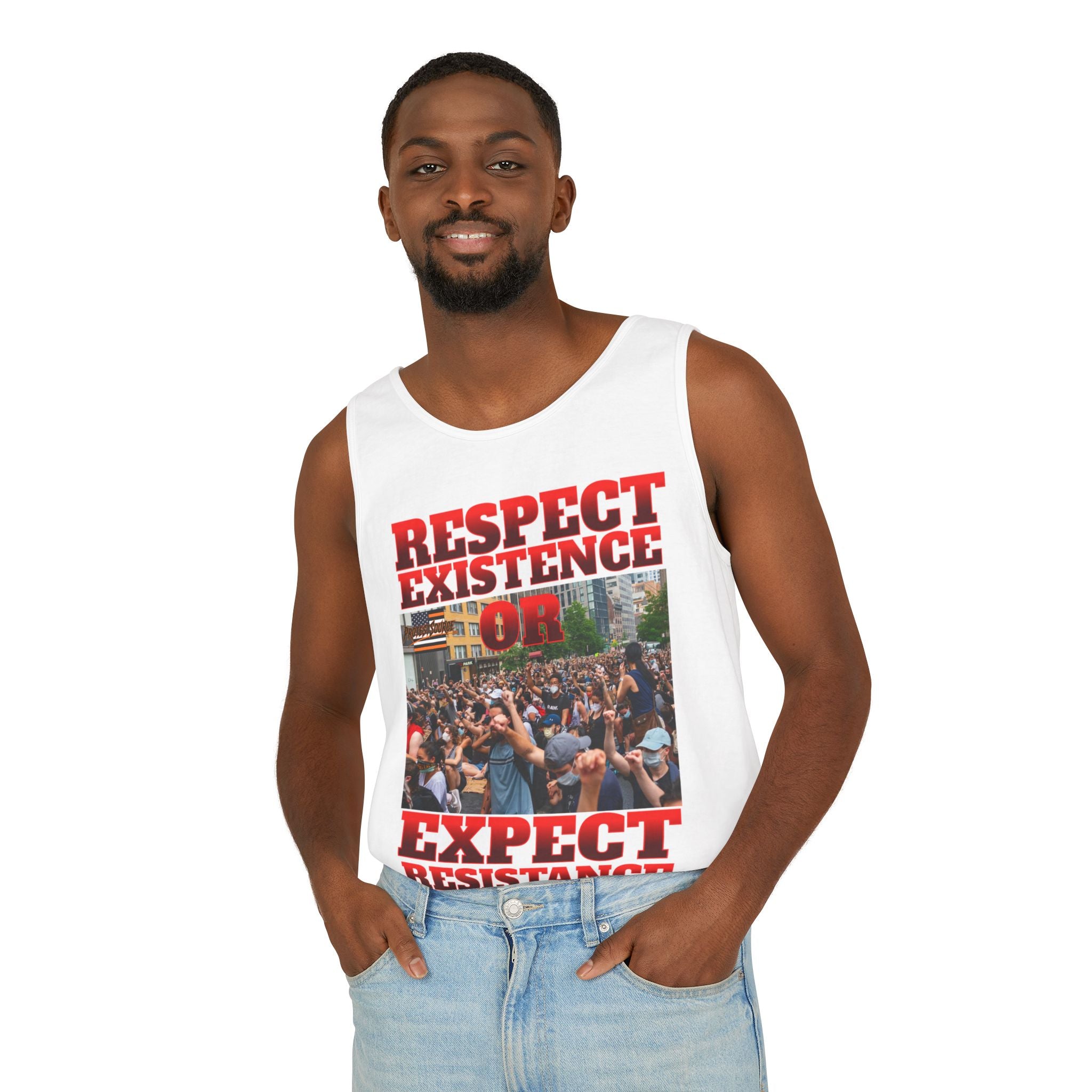 Respect Existence or Expect Resistance Unisex Cotton Tank Top