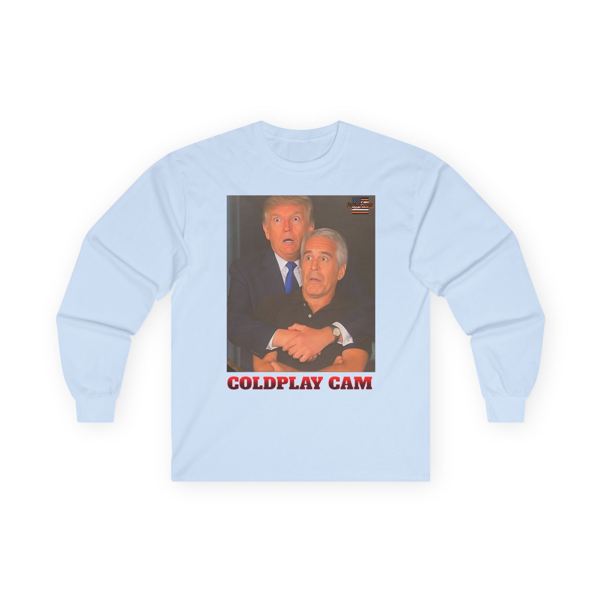 Trump and Epstein Coldplay Cam Long Sleeve Cotton Gildan Tee