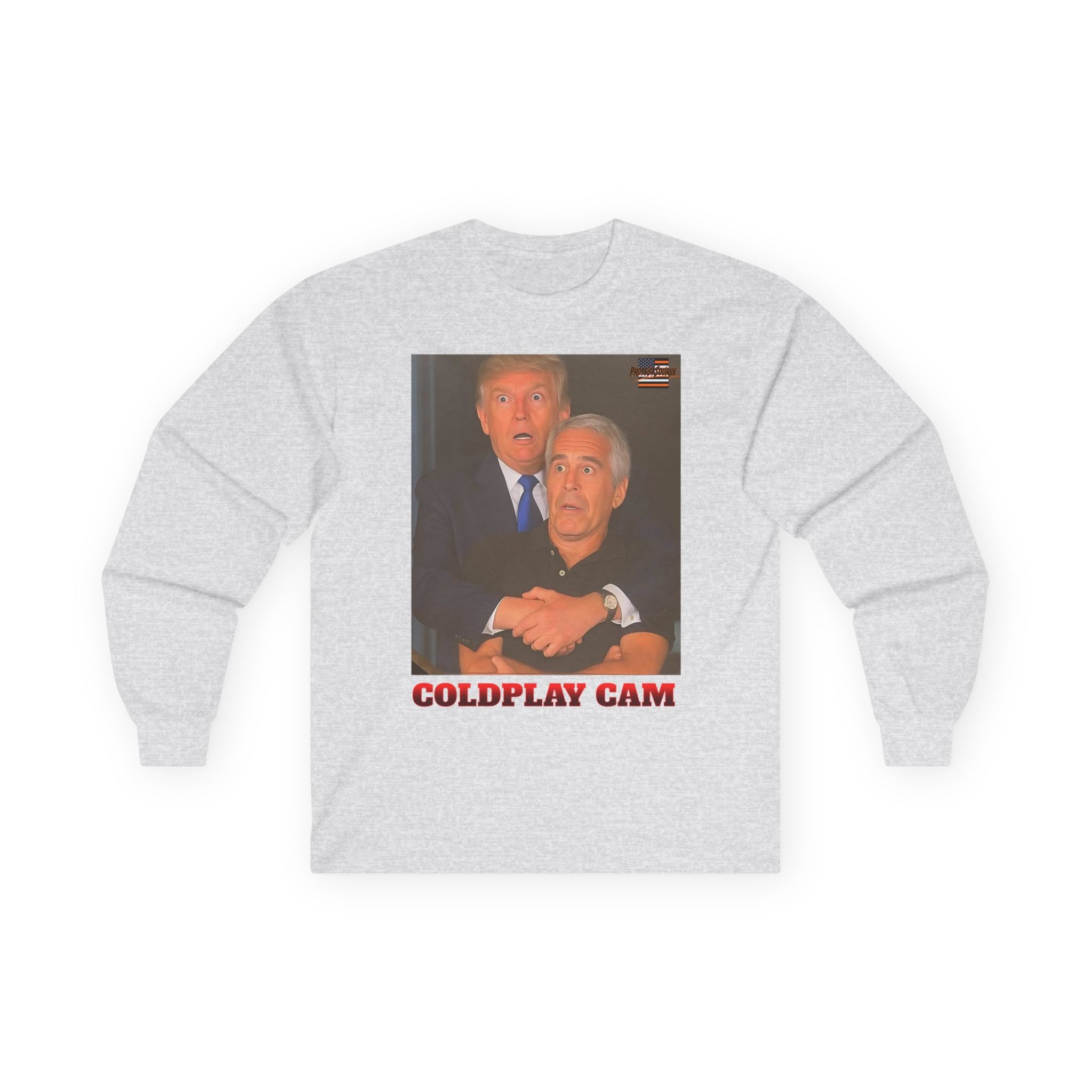 Trump and Epstein Coldplay Cam Long Sleeve Cotton Gildan Tee