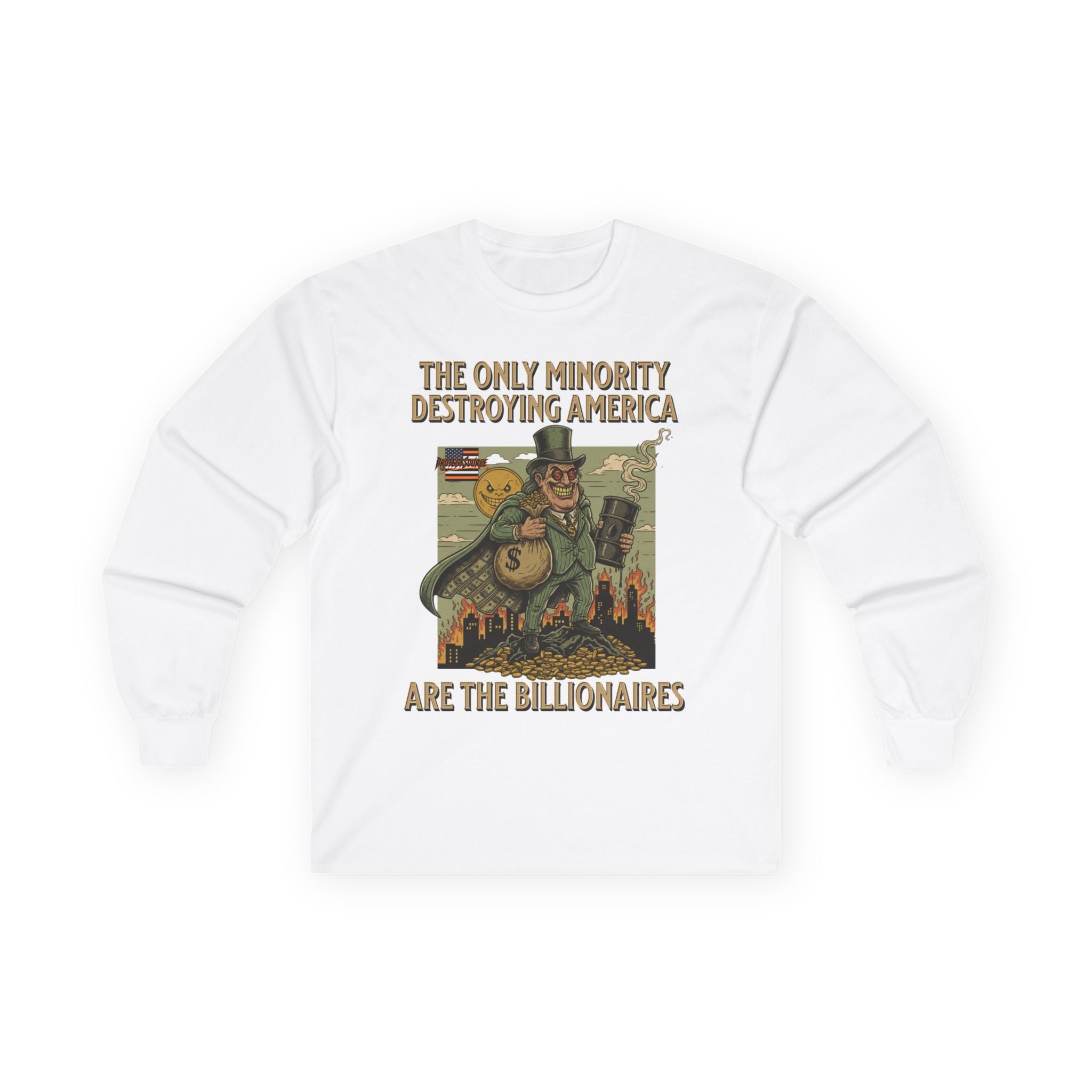 The Only Minority Destroying America Long Sleeve Cotton Gildan Tee