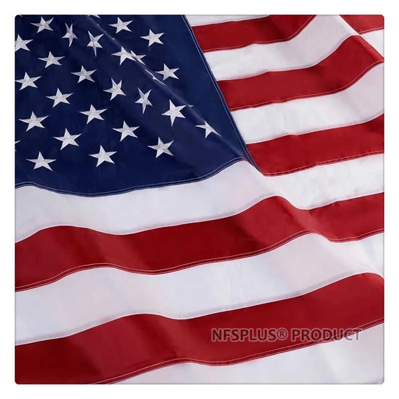 US 90X150 cm Waterproof Nylon Outdoor USA Flag with Embroidered Stars, Sewn Stripes, Brass Grommets