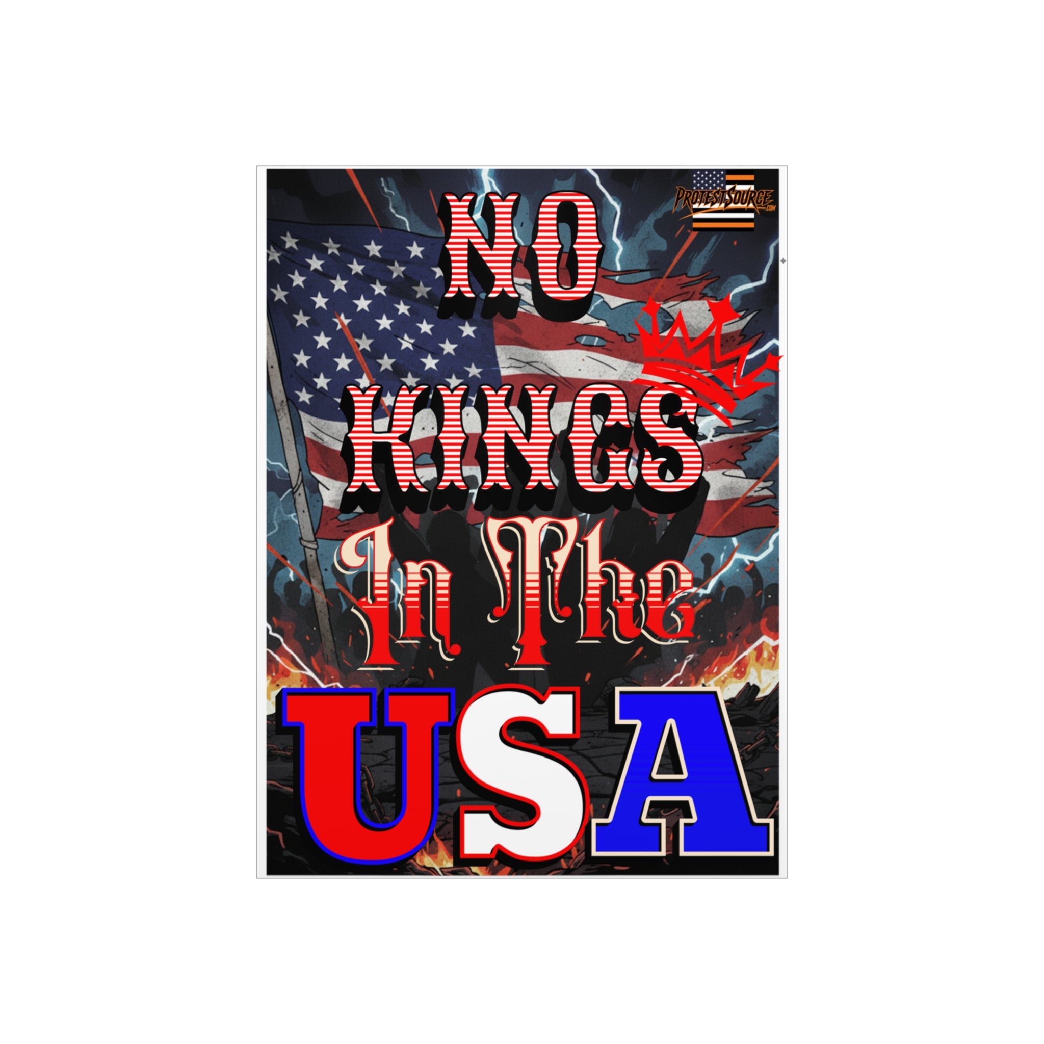 No Kings in the USA Protest Sign, Durable Foam Board Art, Framable for Home, Unique Decor, Wall Art, Civil Rights Awareness, Gift for Activists