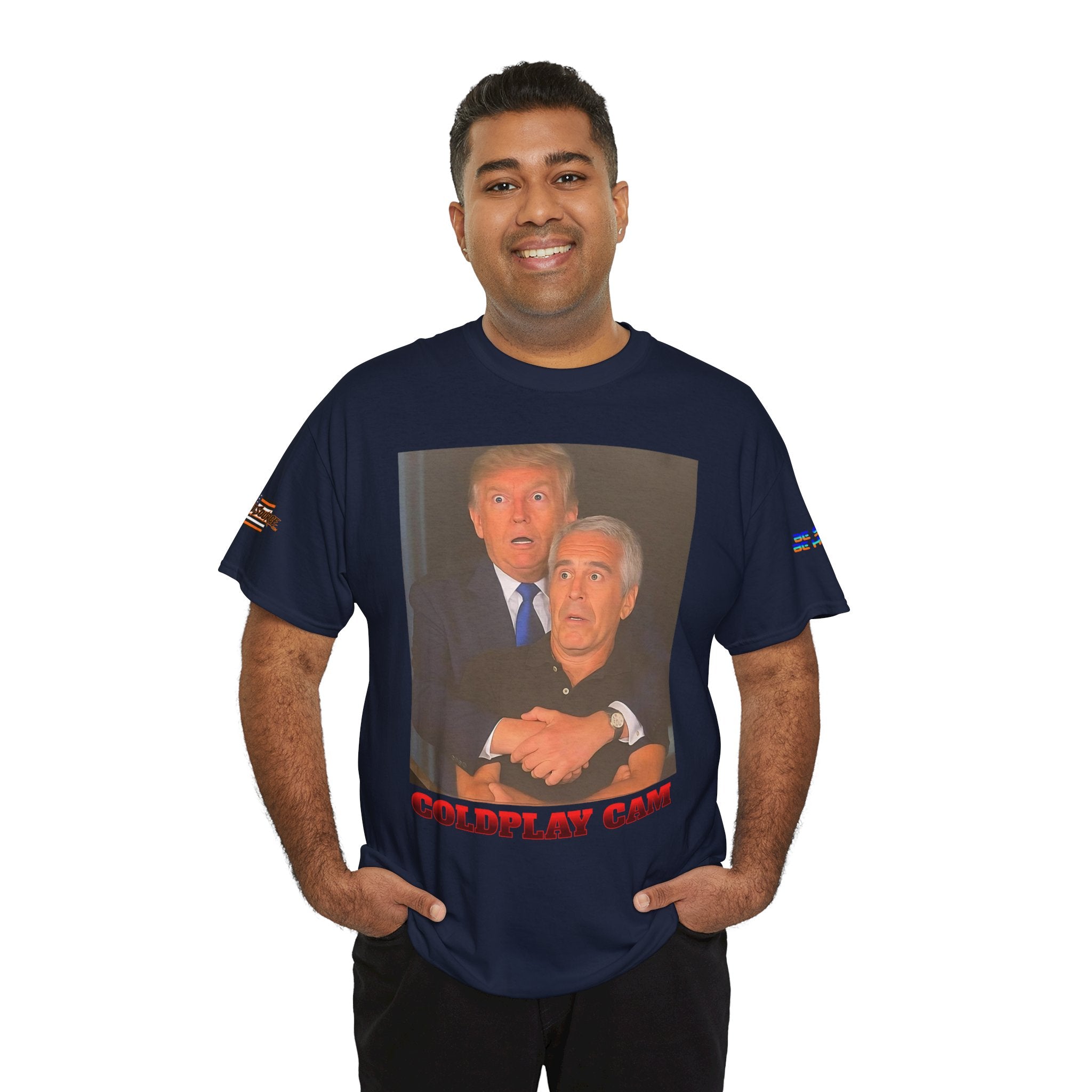 Trump and Epstein Coldplay Cam Unisex Heavy Cotton Gildan Tee