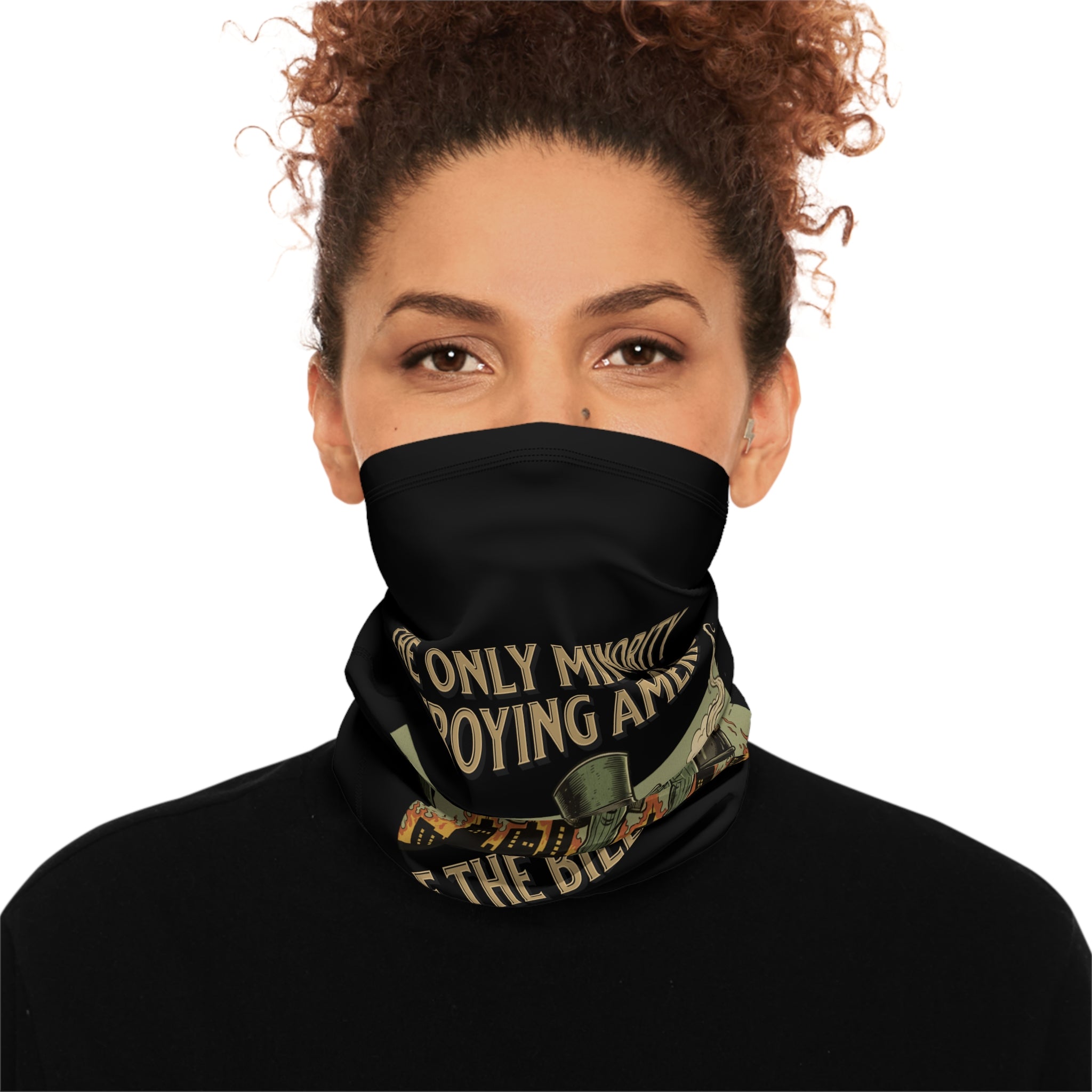 The Only Minority Destroying America Winter Neck Gaiter with Drawstring, Protest Gear, Winter Accessories, Outdoor Wear, Gift for Activists, Cozy Neckwarmer