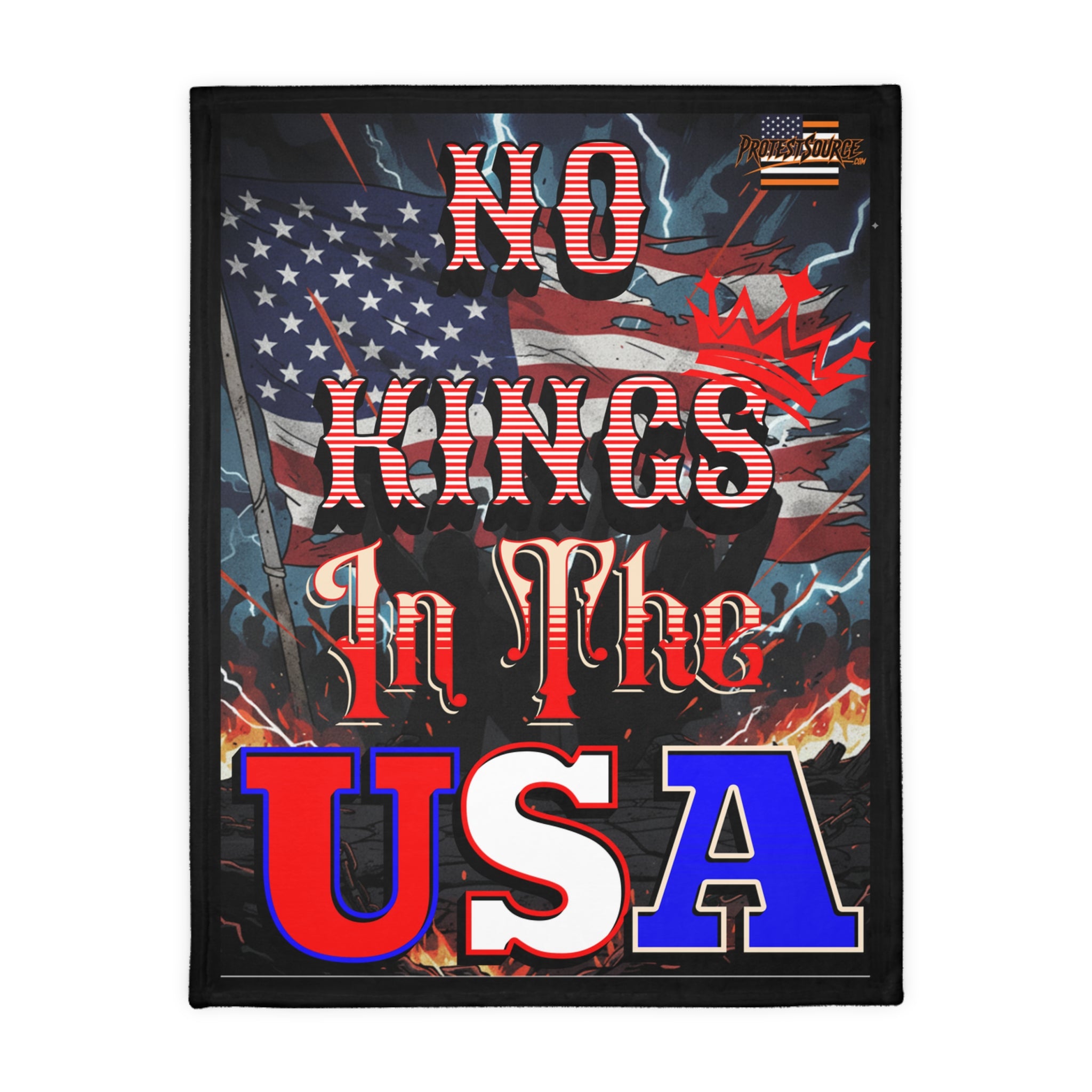 No Kings in the USA Protest-Themed 60" x 80" Velveteen Microfiber Blanket, Cozy, Soft Warmth for Activists, Great for Rallies, Home Decor, Gifting