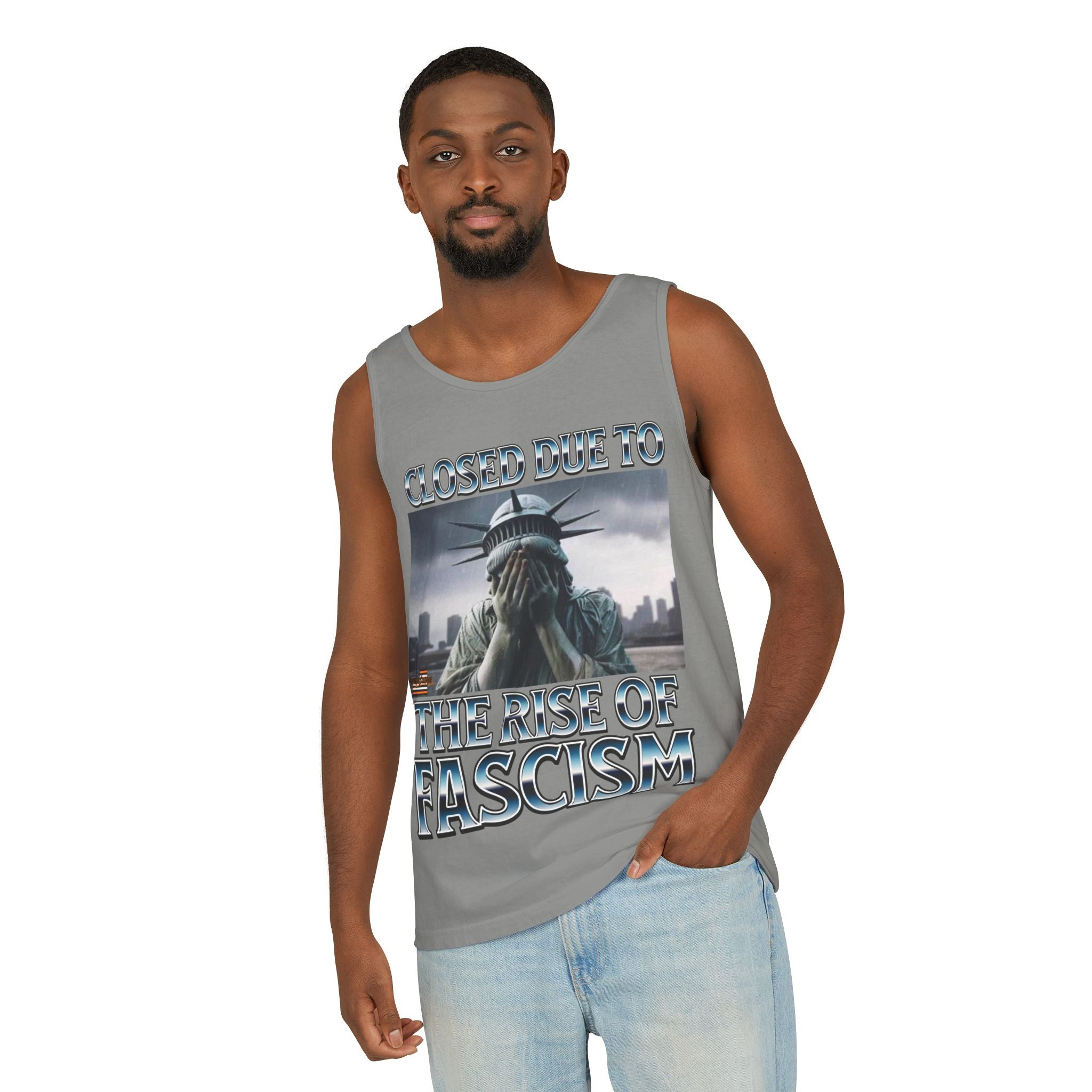 Closed Due to the Rise of Fascism Unisex Cotton Tank Top