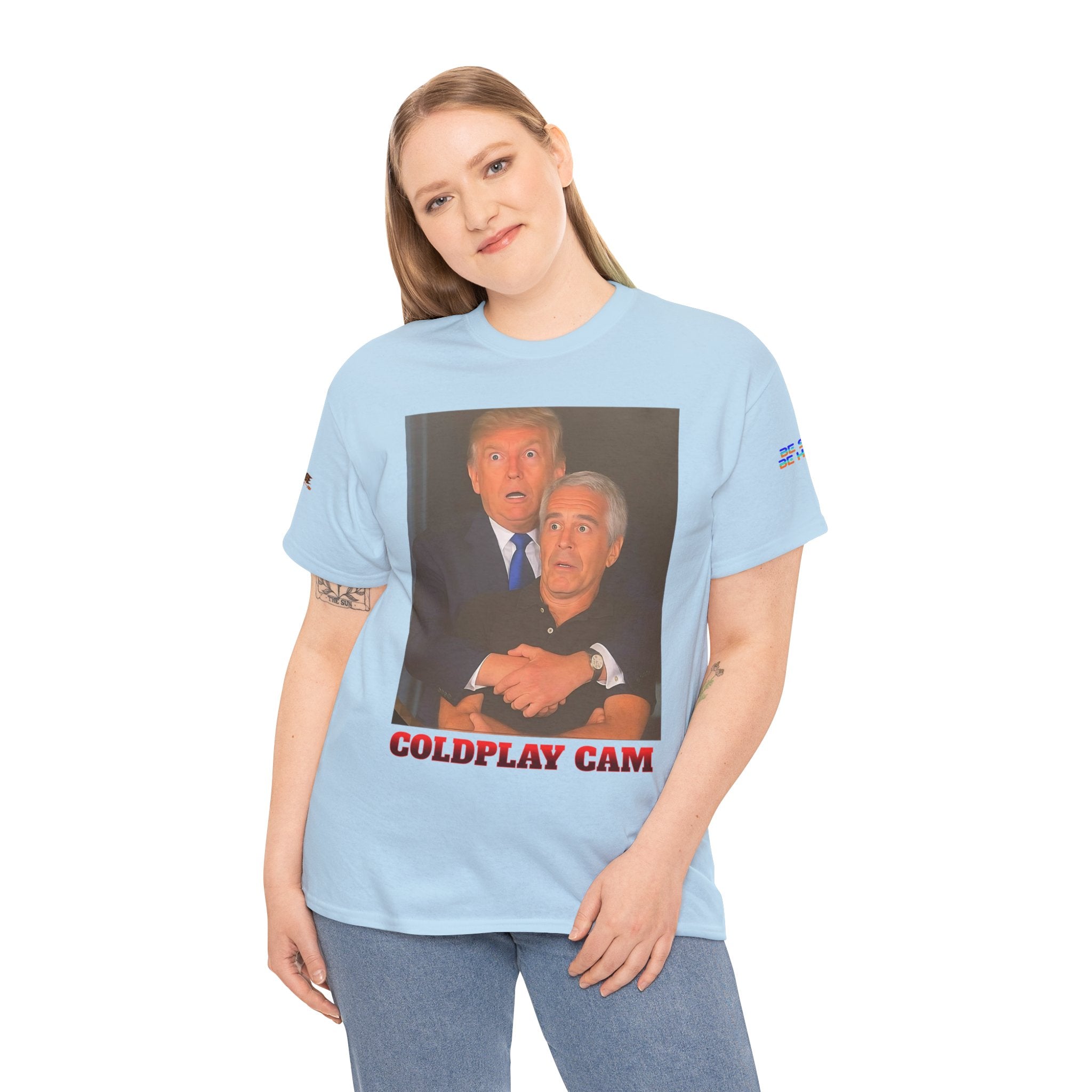 Trump Epstein Coldplay Cam Unisex Heavy Cotton Gildan Tee, Casual Wear, Gift for Activists, Comfortable Protest Wear
