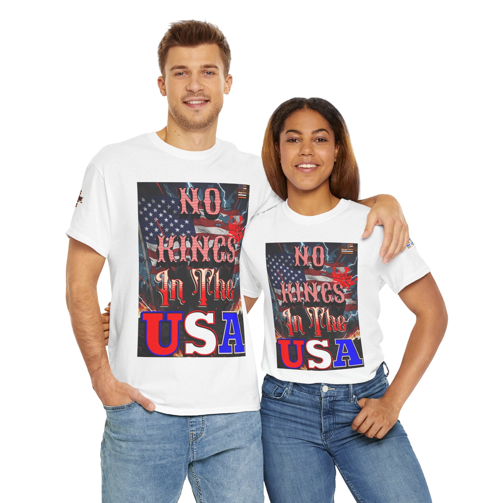 No Kings in the USA Unisex Heavy Cotton Gildan Tee, Casual Wear, Gift for Activists, Comfortable Protest Wear