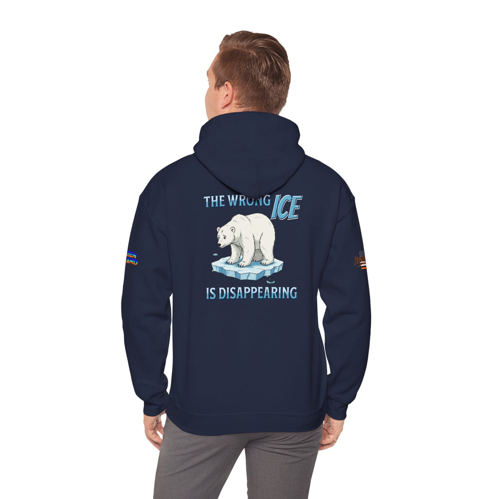 The Wrong ICE is Disappearing Unisex Heavy Blend Gildan Hoodie Sweatshirt, Casual Wear, Gift for Activists, Comfortable Protest Wear