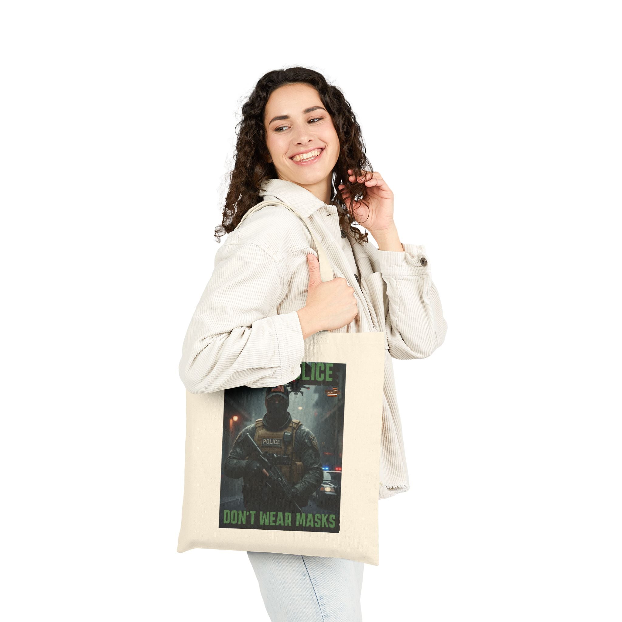 Real Police Don't Wear Masks Cotton Canvas Tote Bag