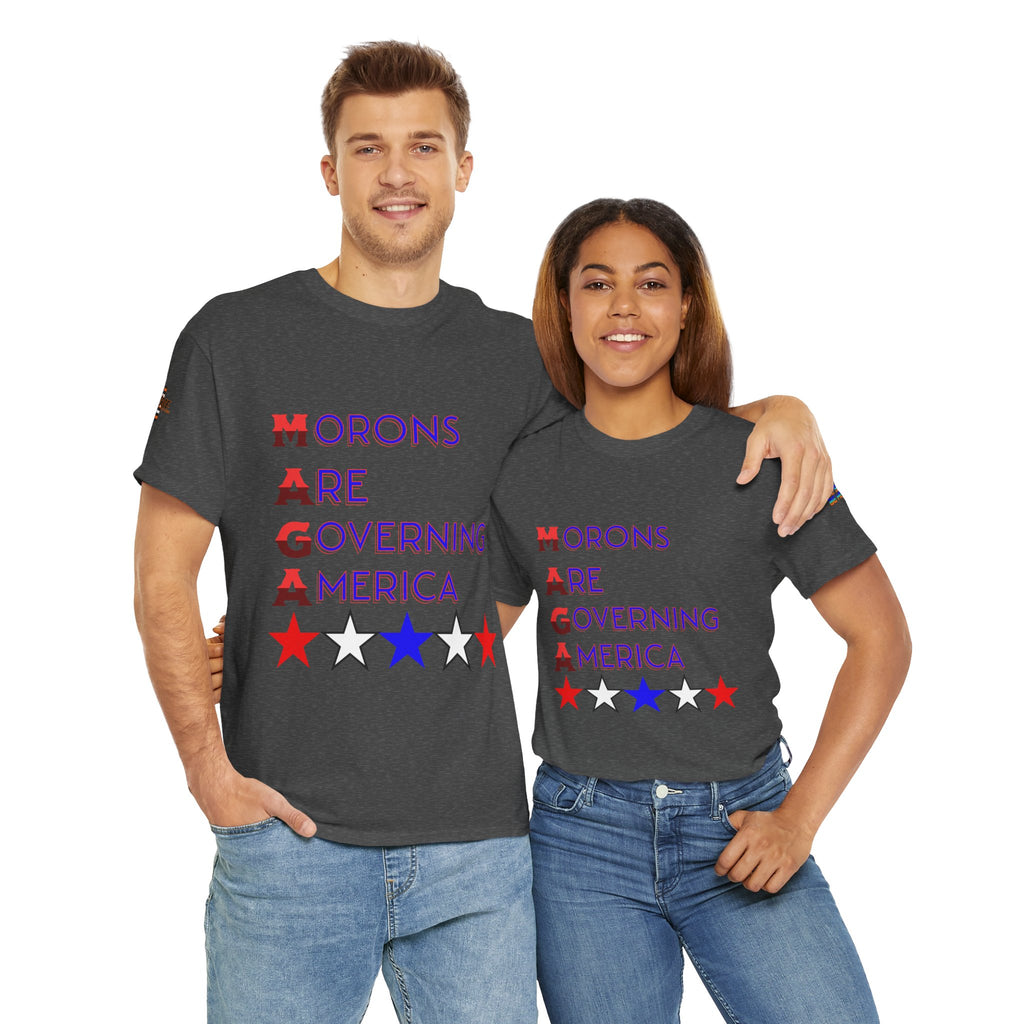 Morons Are Governing America Unisex Heavy Cotton Gildan Tee, Casual Wear, Gift for Activists, Comfortable Protest Wear
