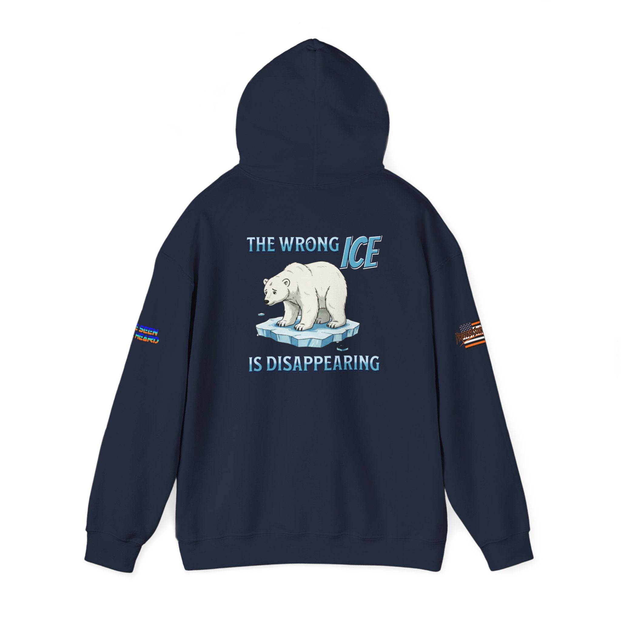The Wrong ICE is Disappearing Unisex Heavy Blend Gildan Hoodie Sweatshirt, Casual Wear, Gift for Activists, Comfortable Protest Wear